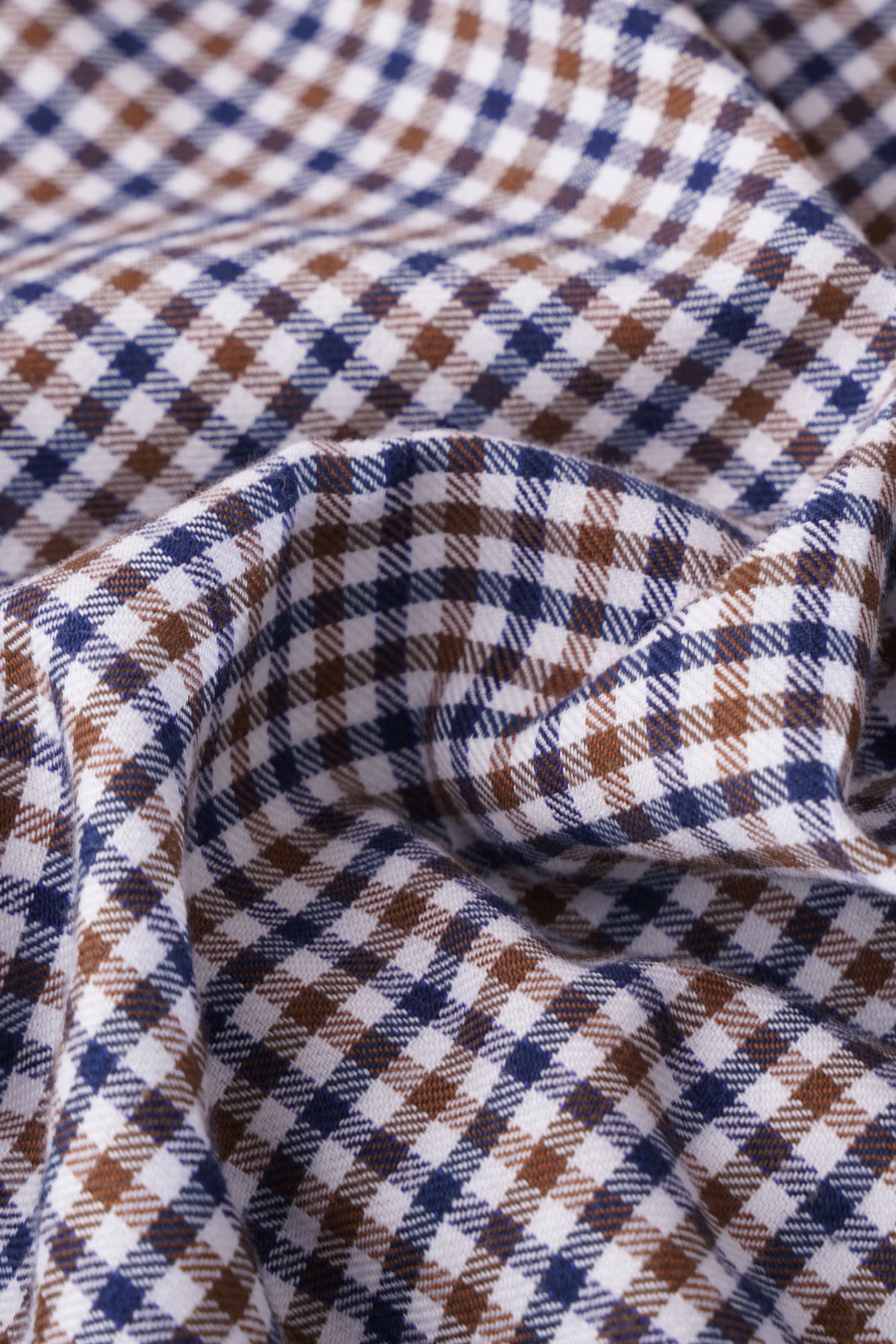 Brown Brushed Checkered Twill Flannel Shirt