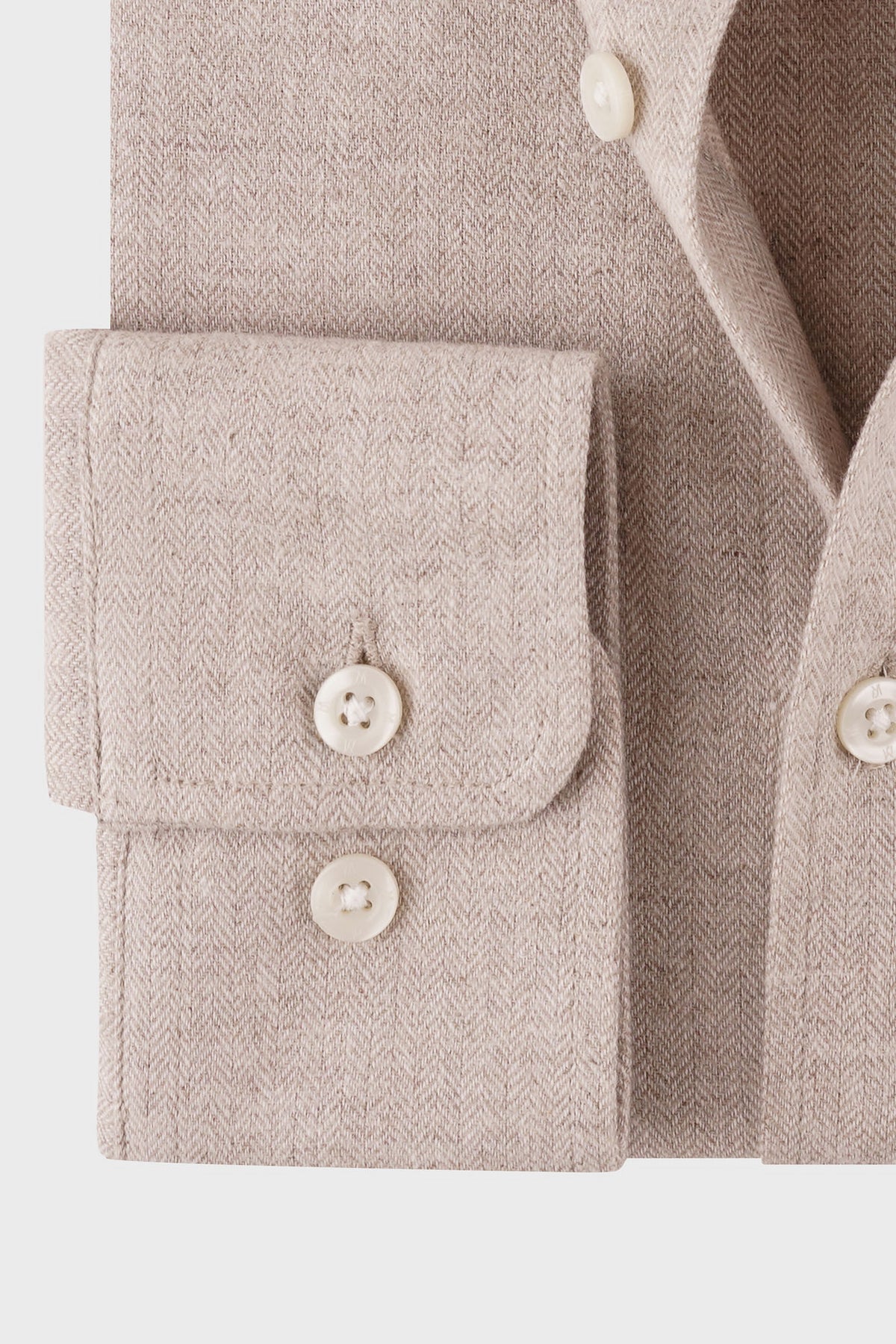 Brushed Herringbone Button-Down Flannel Shirt