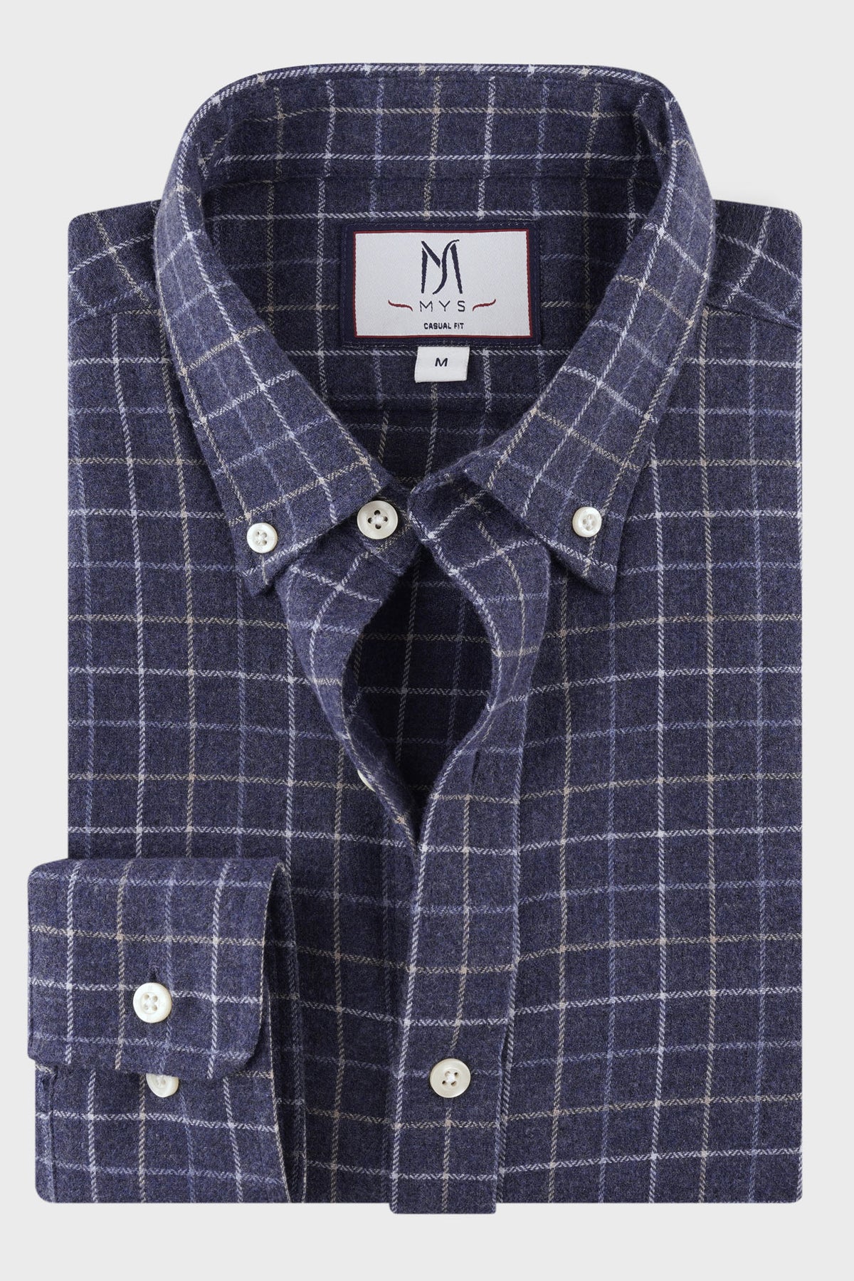 Brushed Checkered Button-Down Flannel Shirt
