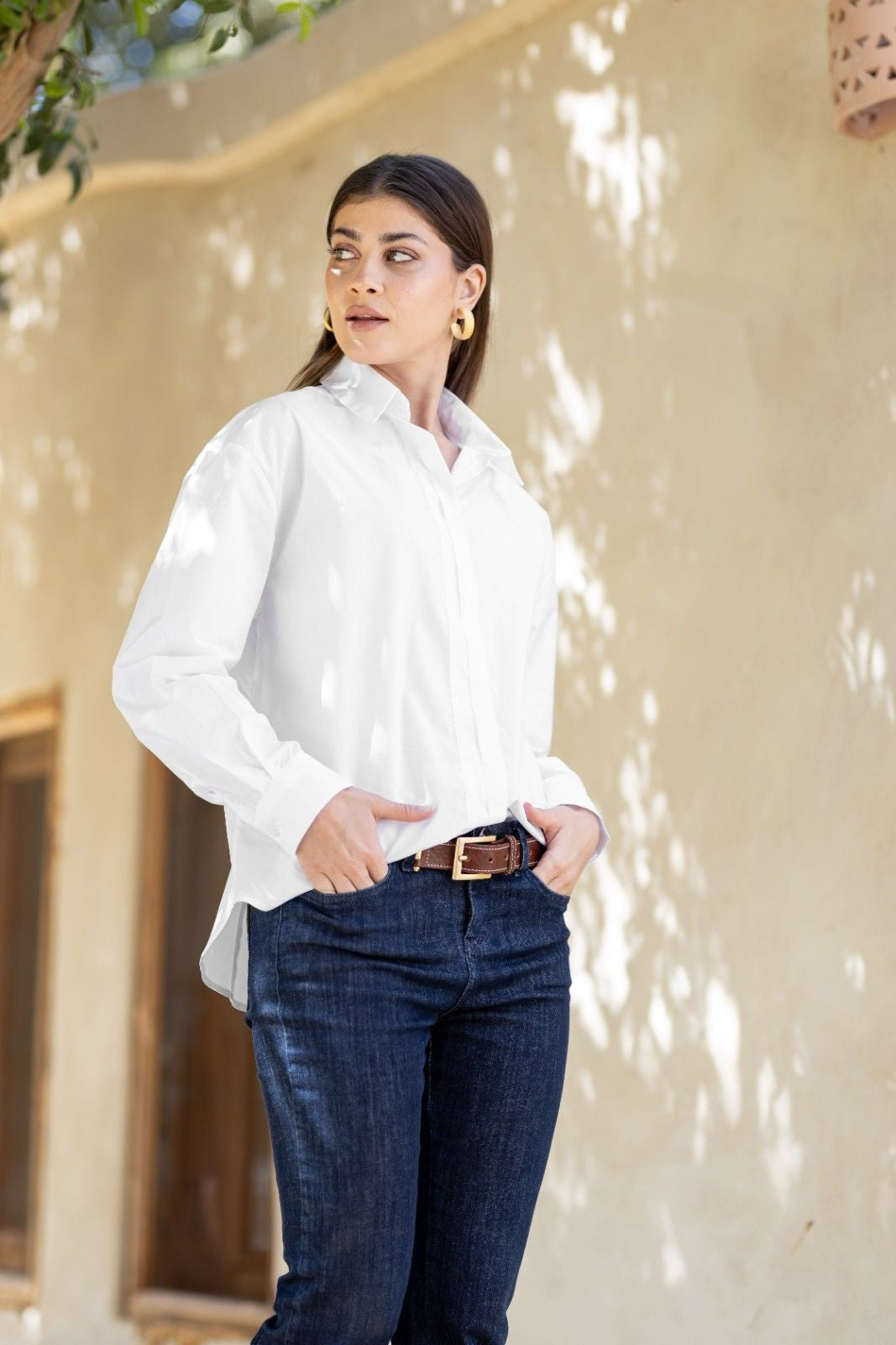 White Oversized Back Tie Shirt