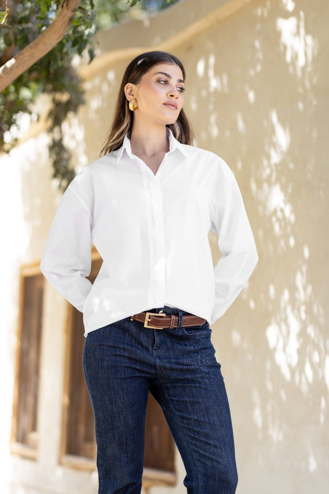 White Oversized Back Tie Shirt