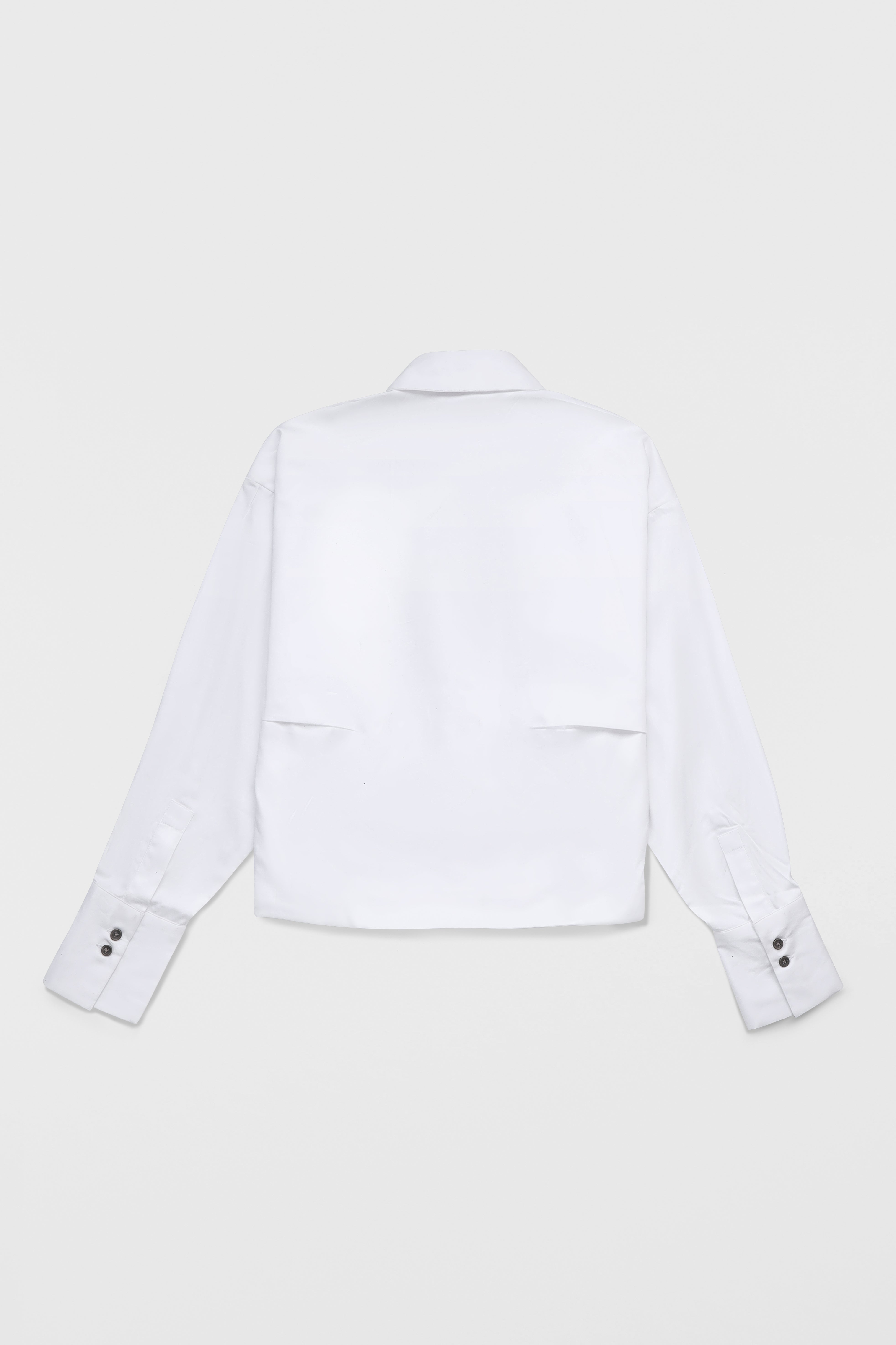 White Twill Fitted Cropped Shirt