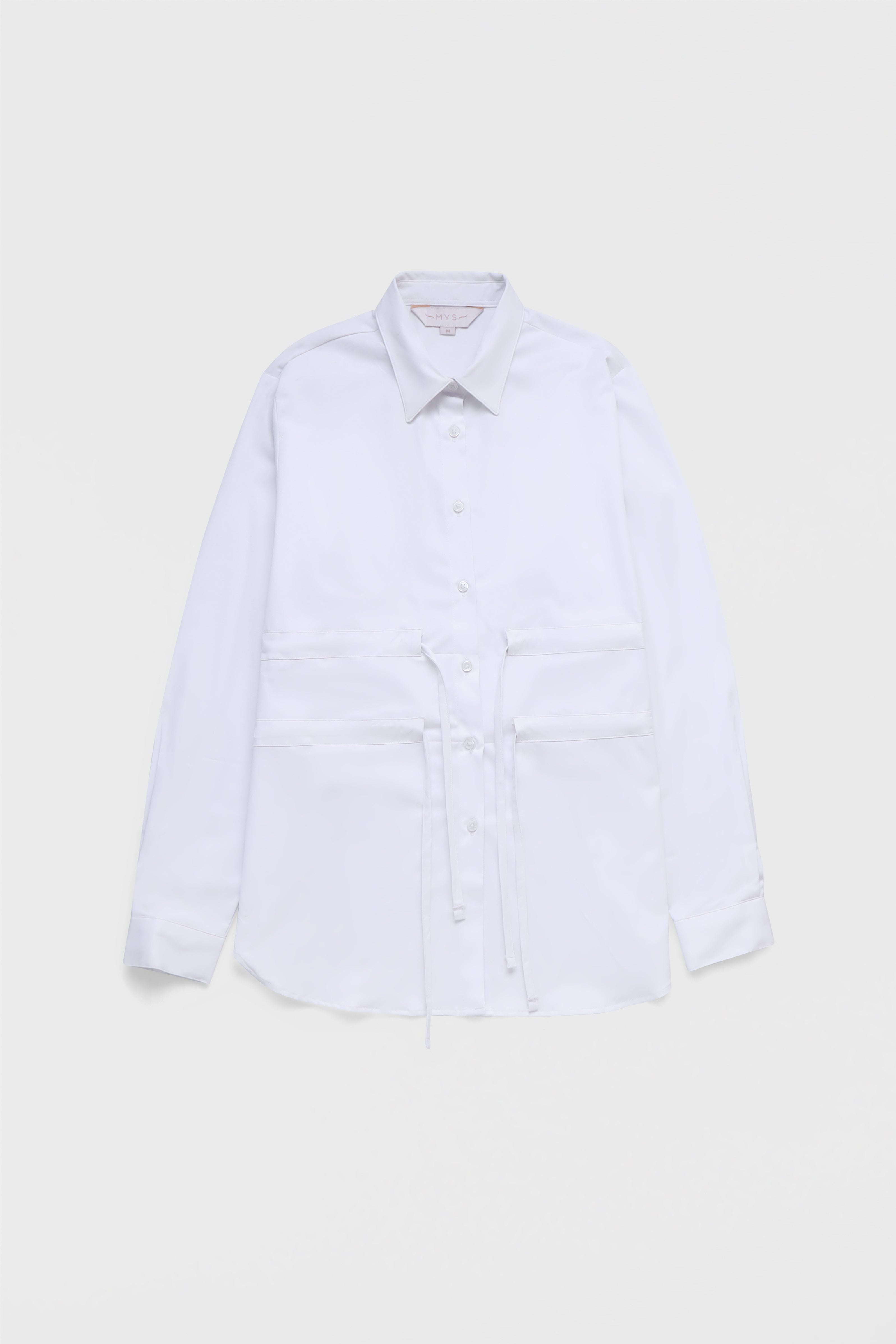 White Waist Tie Stretch Shirt