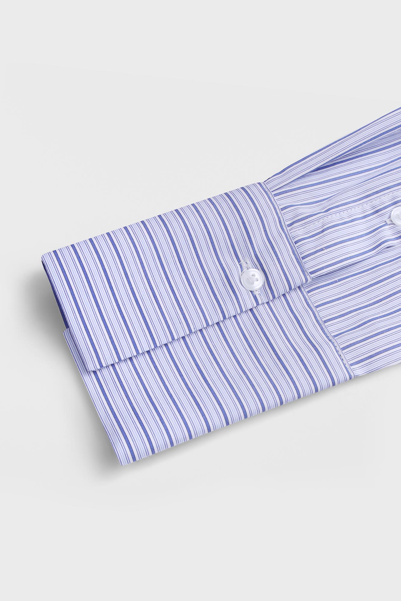 Blue Striped Patch-Work Shirt with Flap Pockets