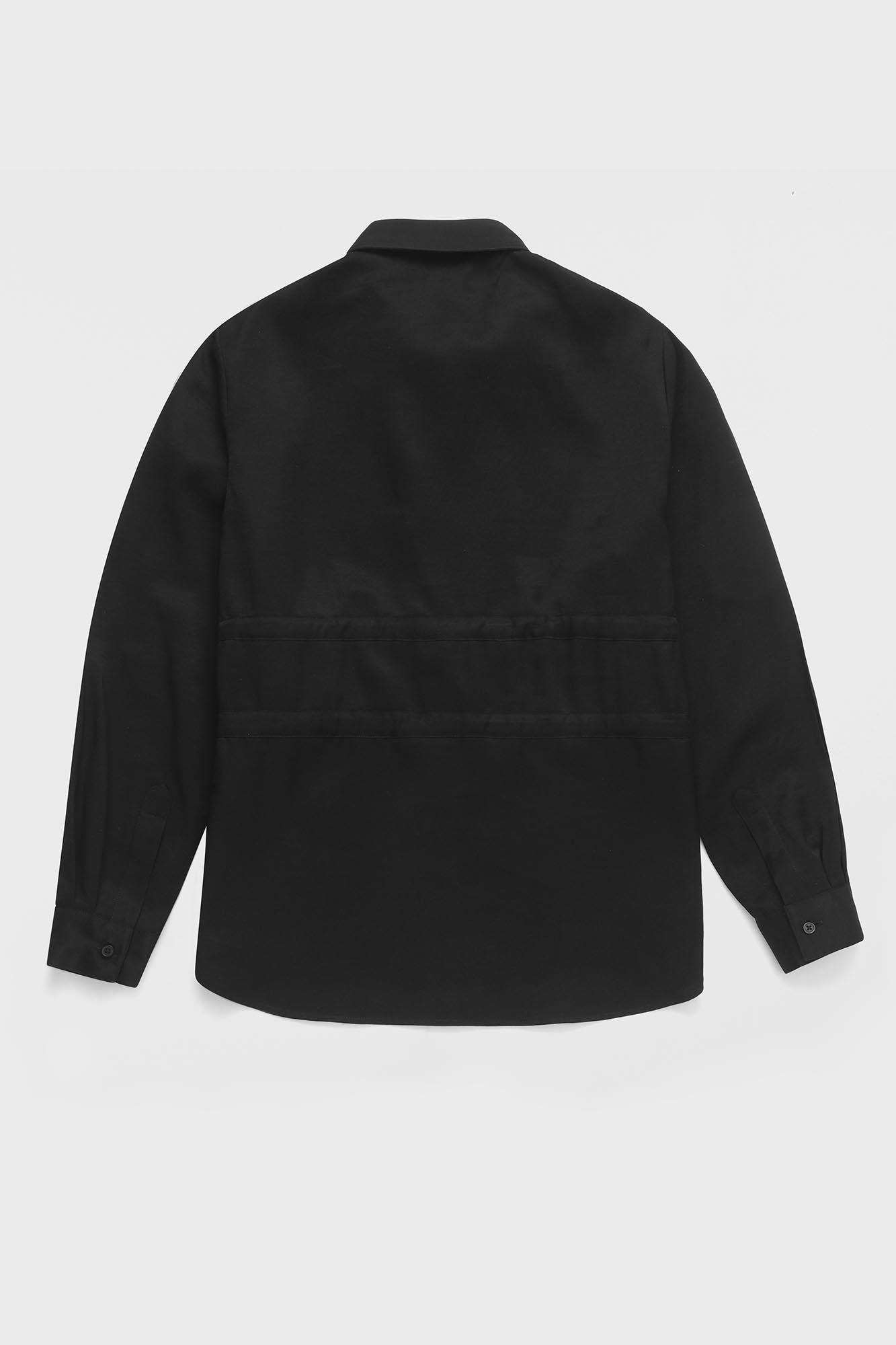 Black Viscose Waist Tie Shirt