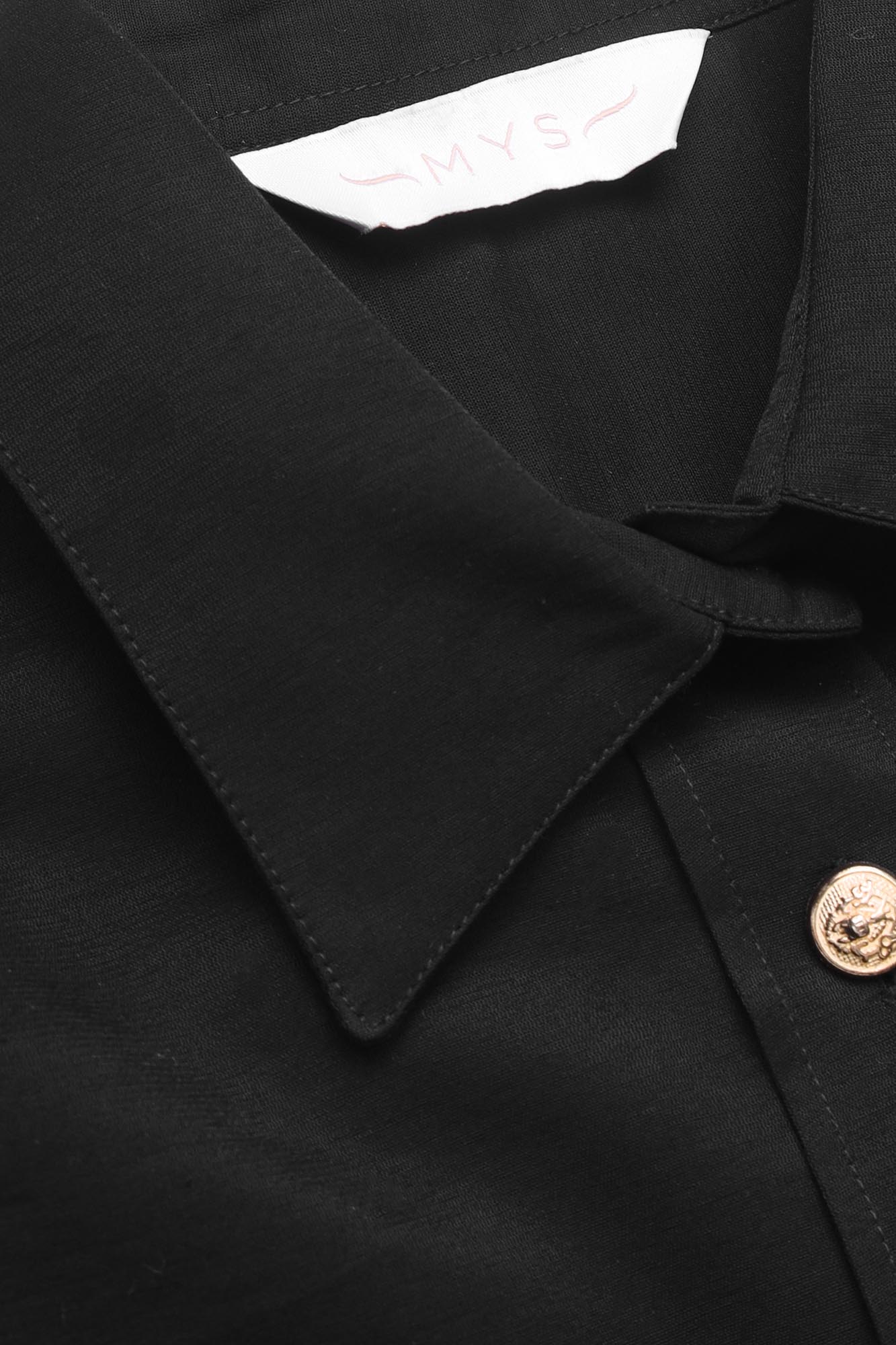 Black Viscose Shirt with Flap Pockets