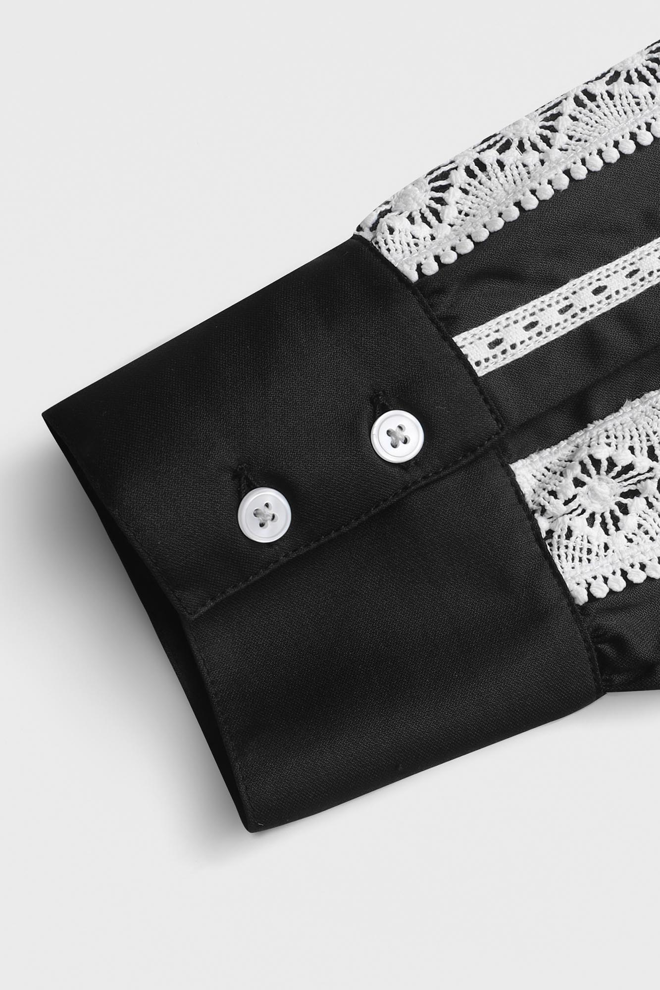 Black Sleeve Detail Stretch Shirt