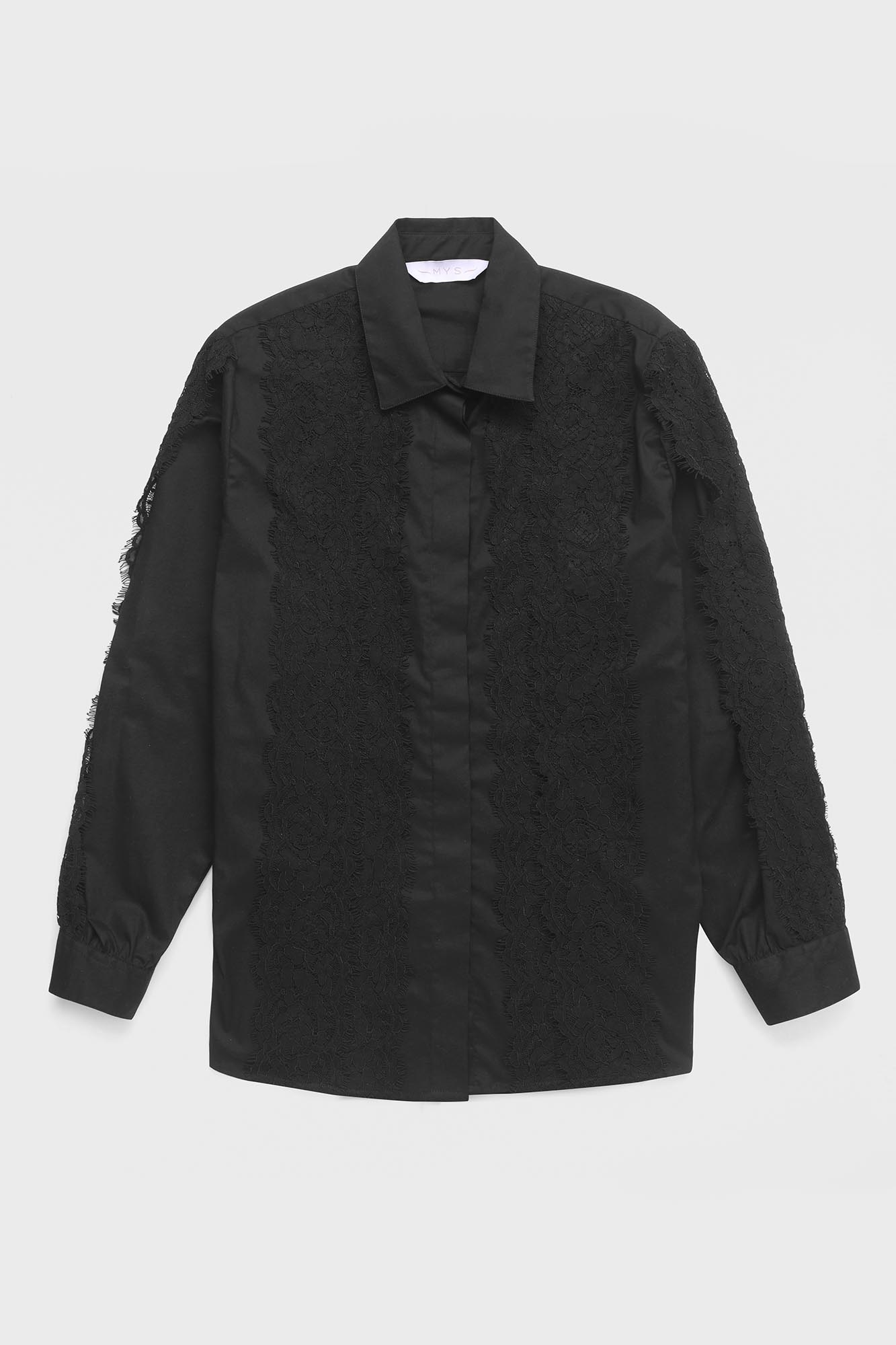 Black Poplin Lace Shirt