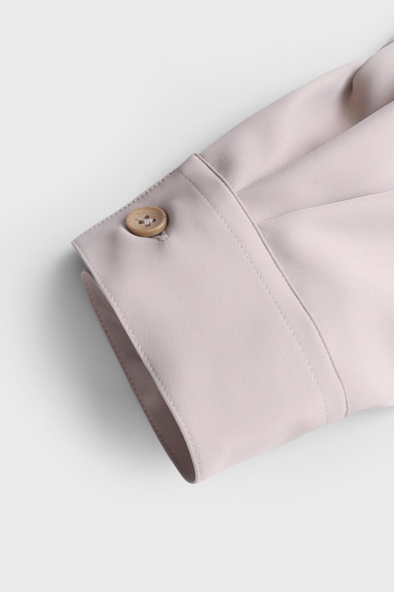 Beige Waist Tie Overshirt with Flap Pockets