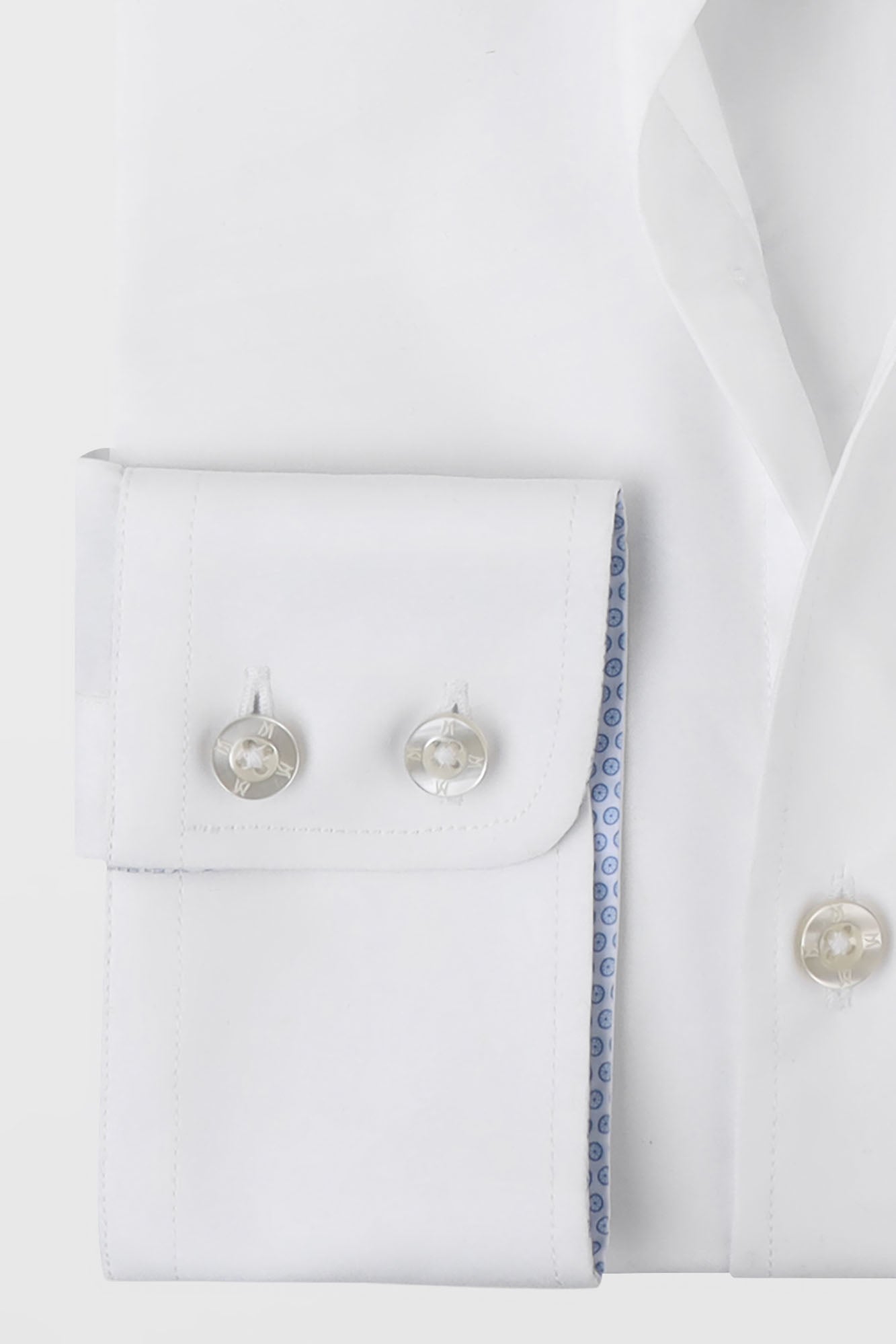 White Contrast Light Blue Stretch Shirt - Slim Fit