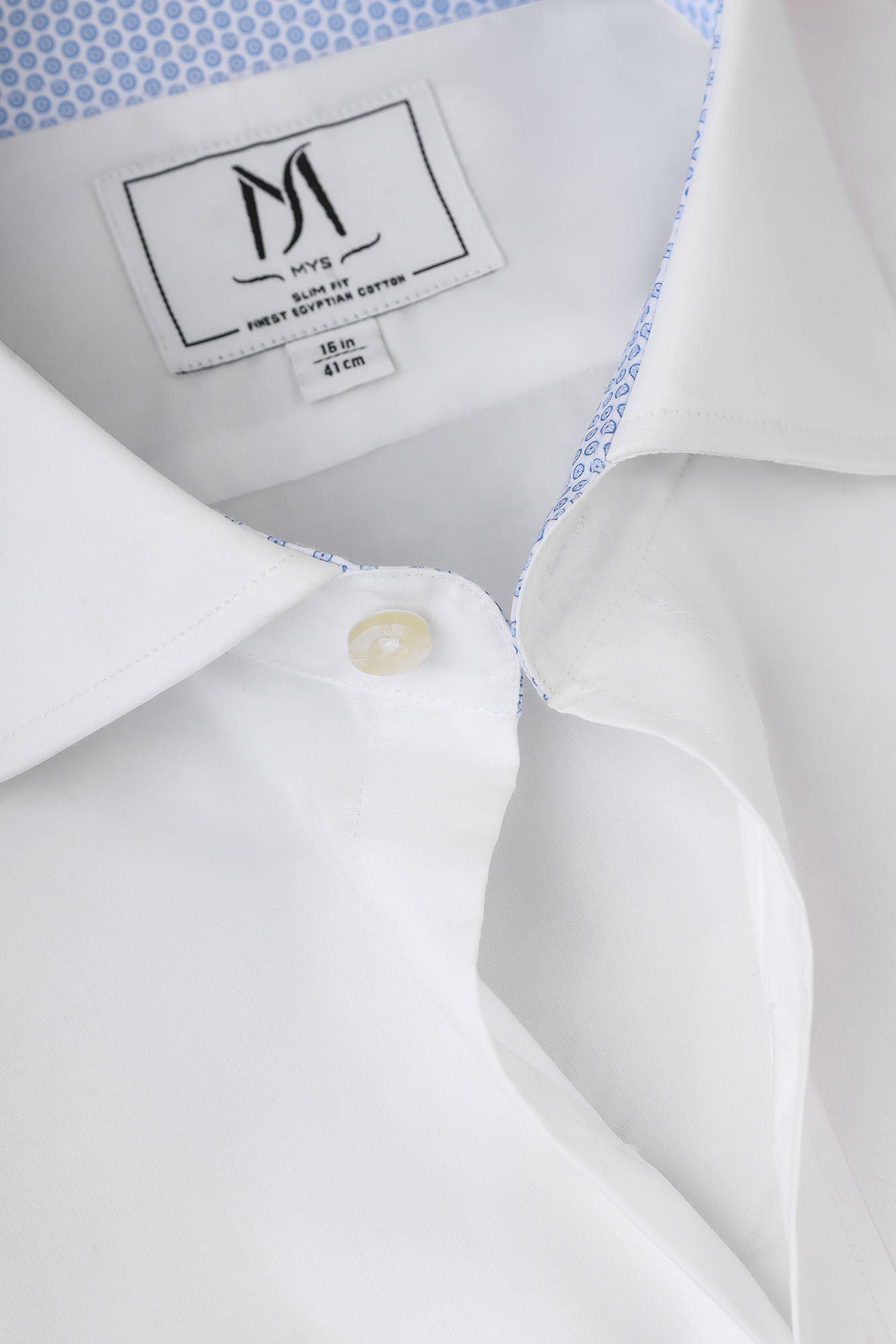 White Contrast Light Blue Stretch Shirt - Slim Fit