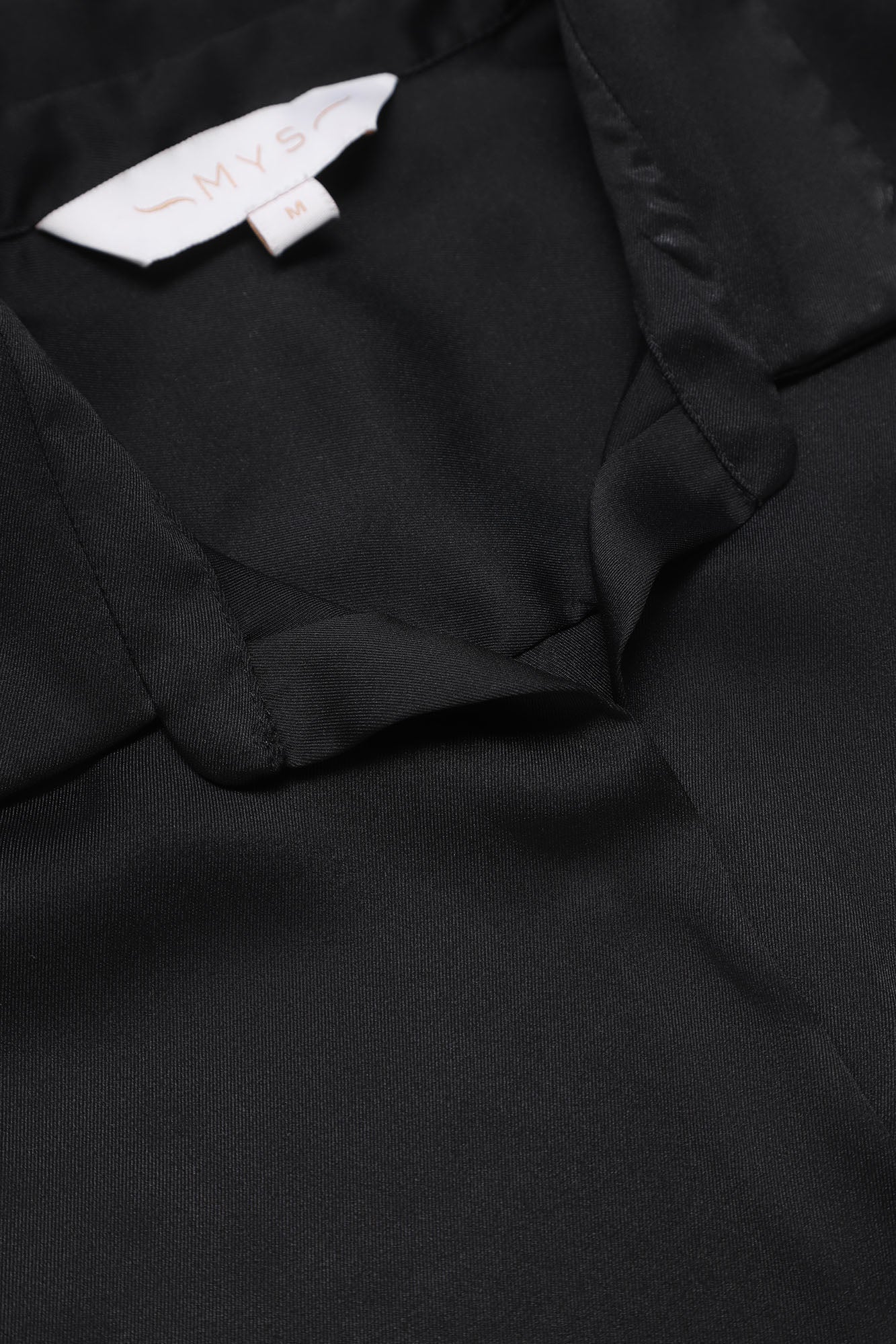 Black Satin Half Placket Shirt