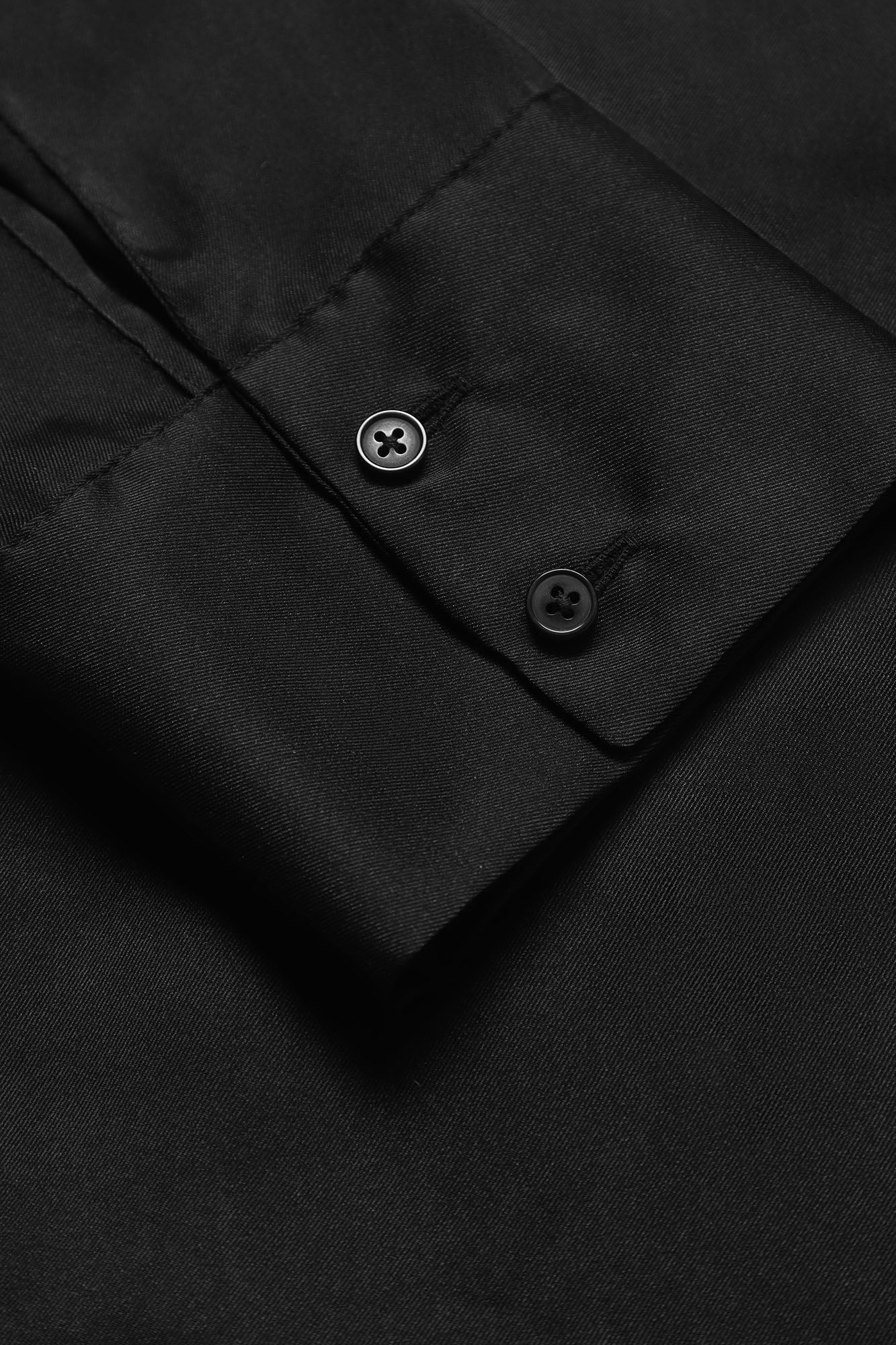 Black Satin Half Placket Shirt