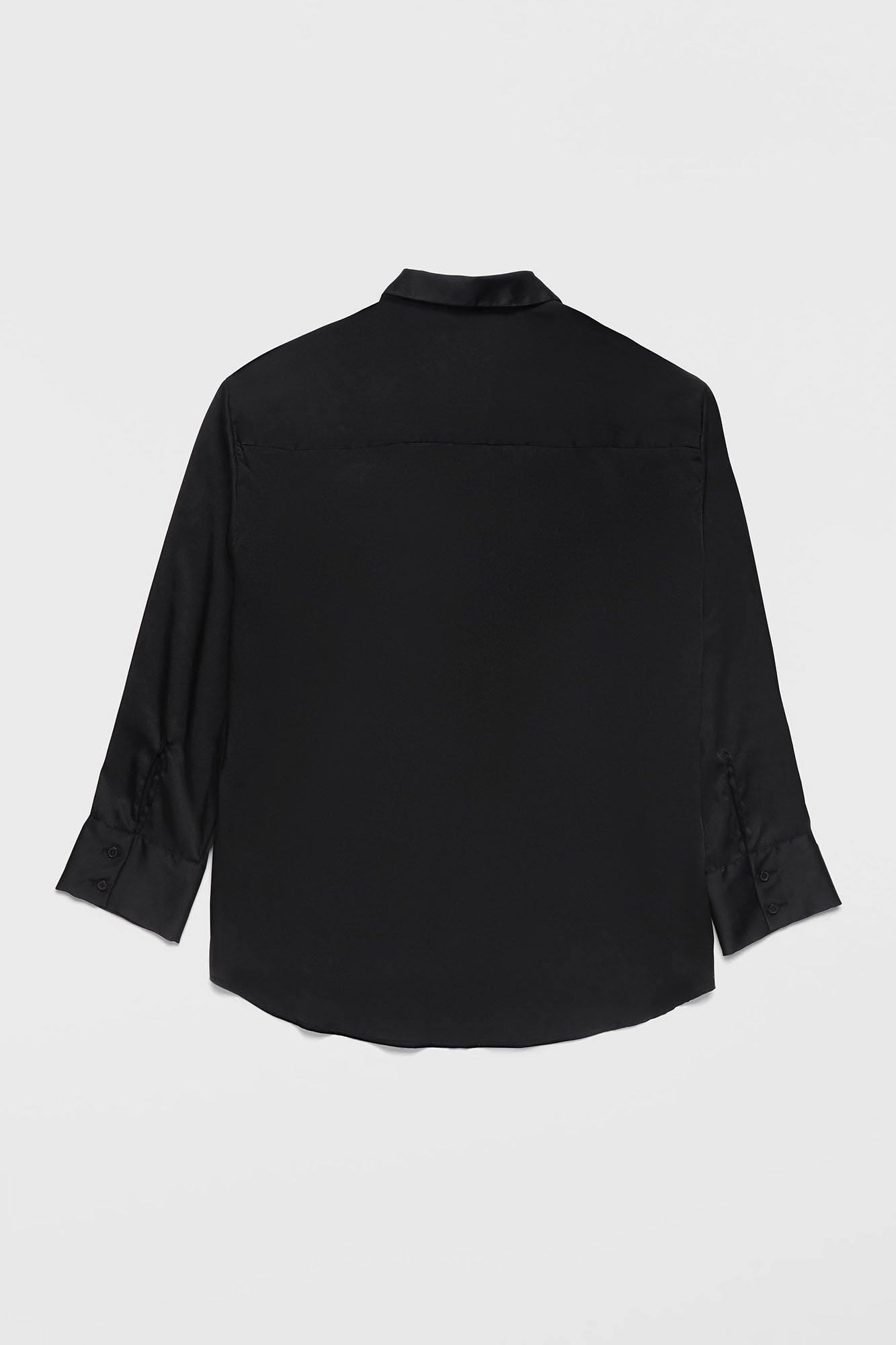 Black Satin Half Placket Shirt