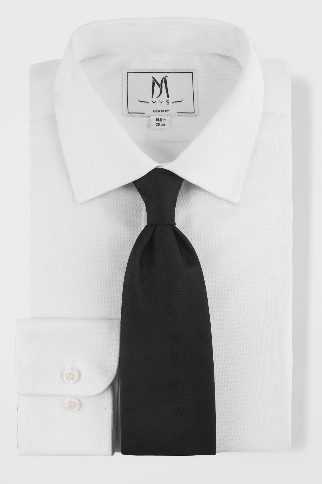 White Dobby Tuxedo Shirt - Regular Fit
