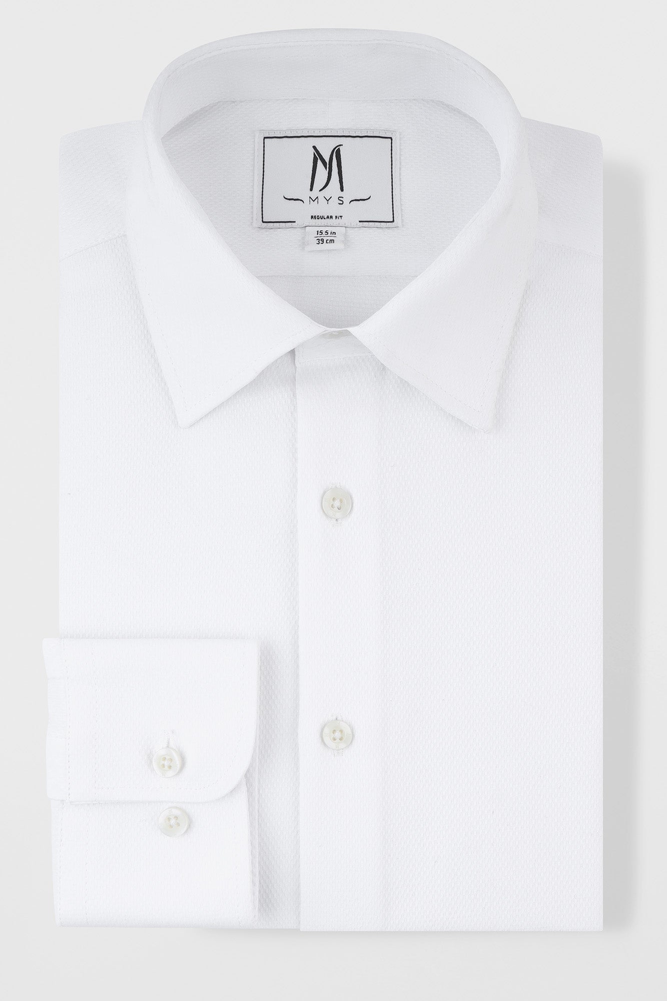 White Dobby Tuxedo Shirt - Regular Fit