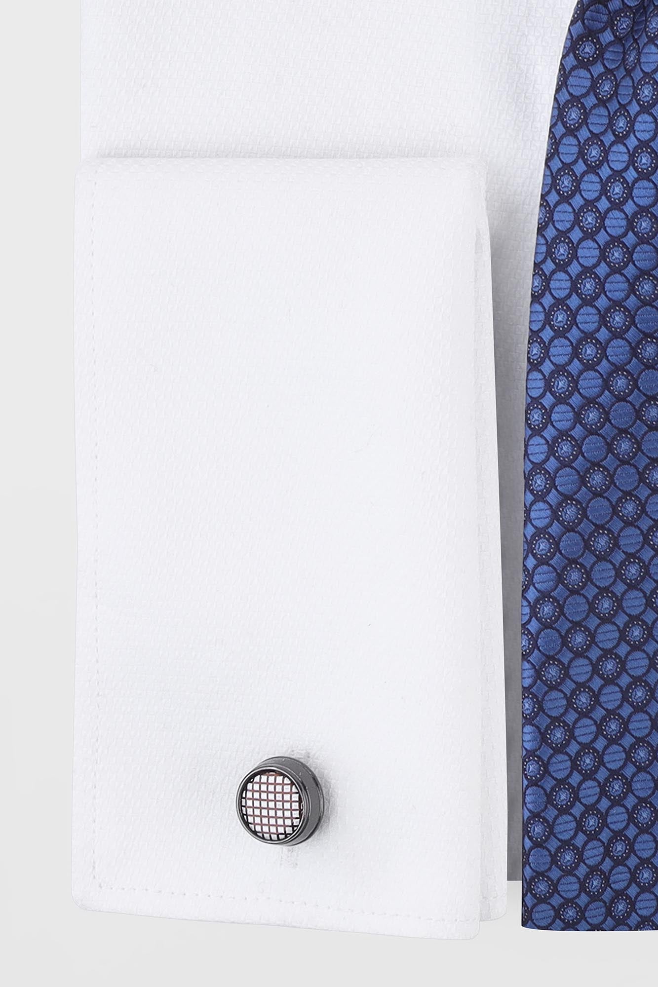 White Dobby Double Cuff Shirt - Regular Fit