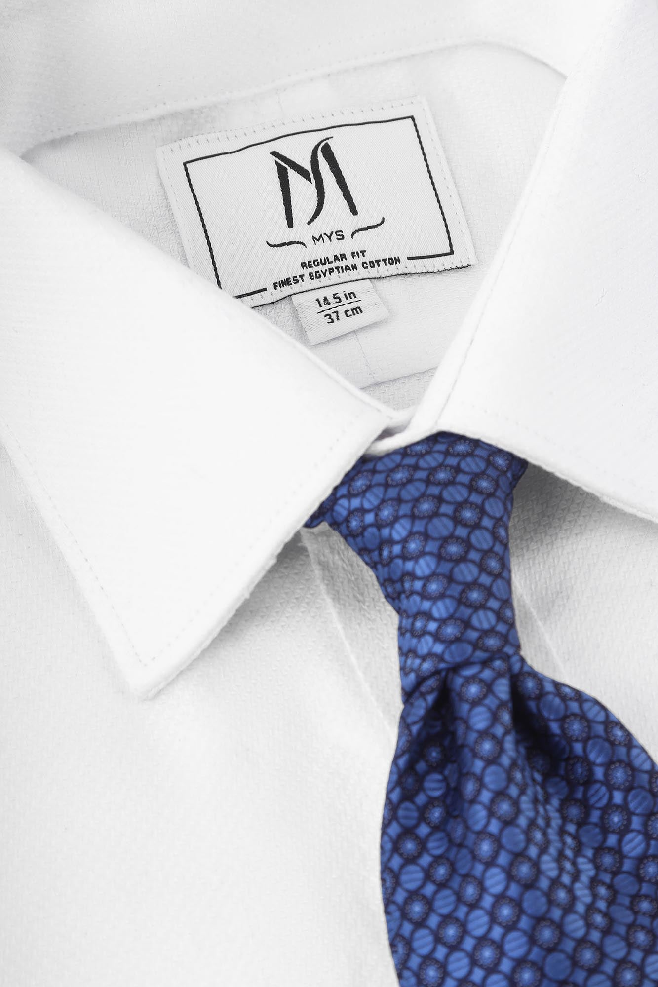 White Dobby Double Cuff Shirt - Regular Fit