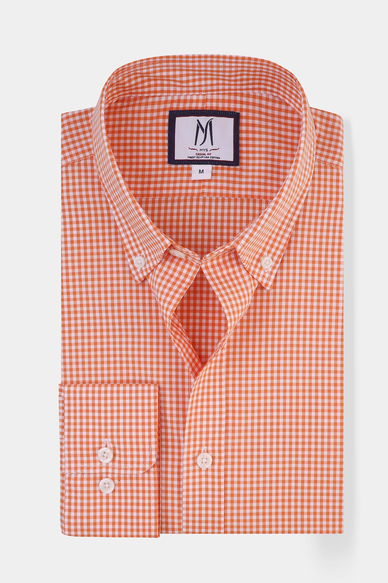 Orange Checkered Poplin Shirt