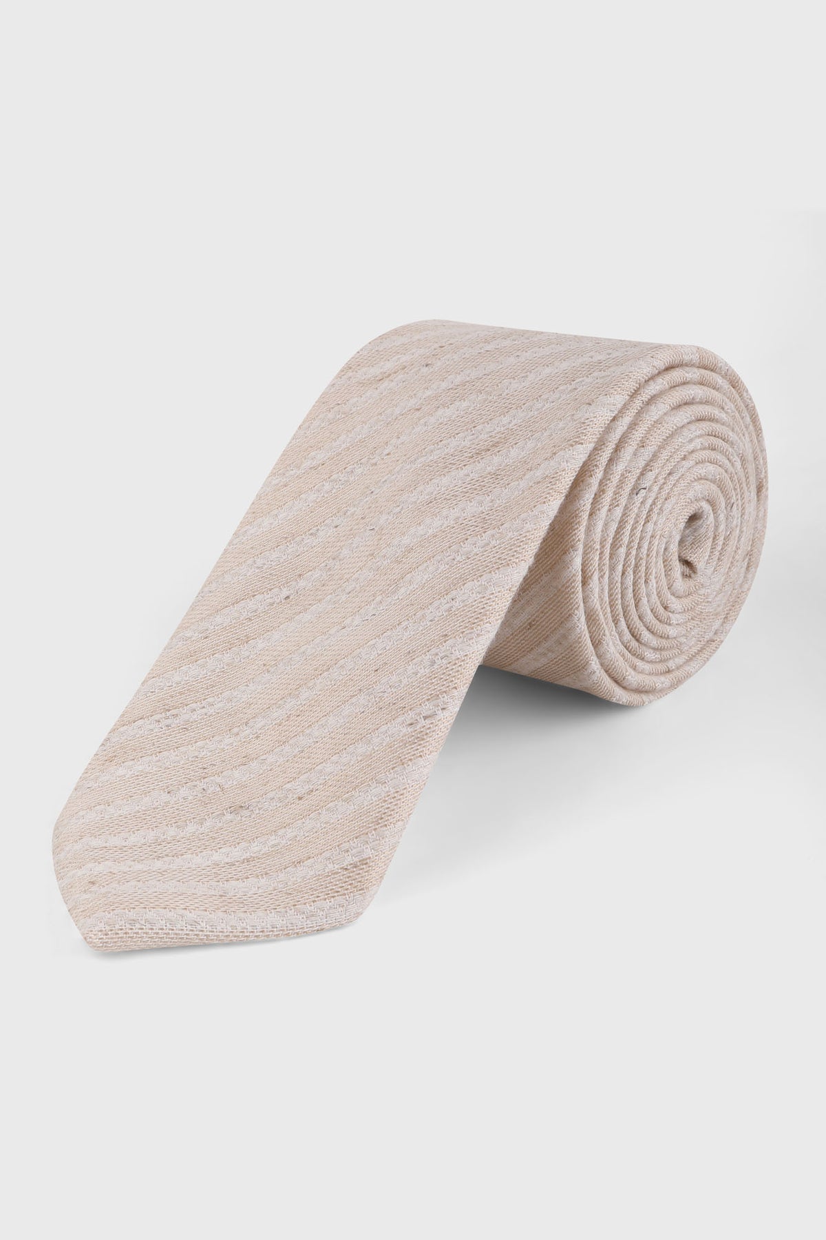 Cream Striped  Tie Set