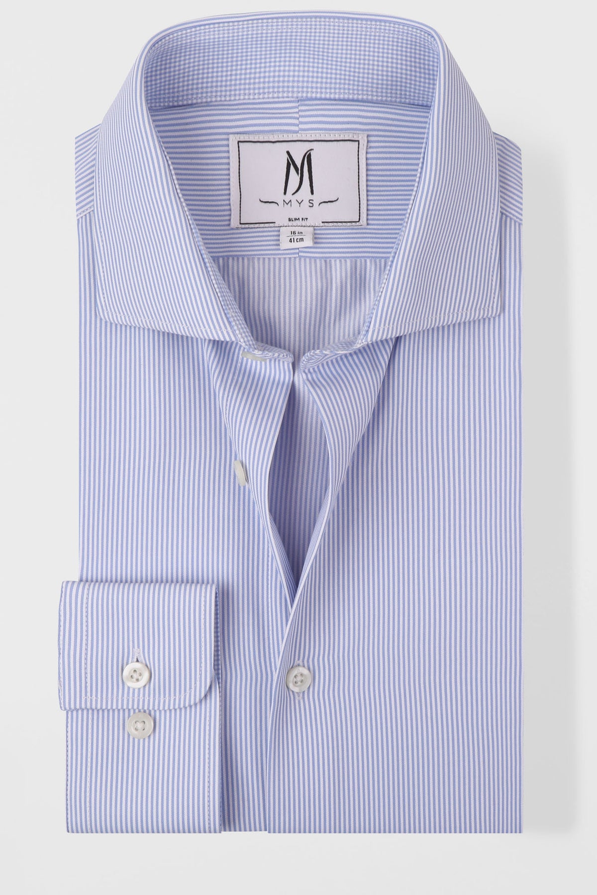 Light Blue Striped Twill Shirt - Slim Fit
