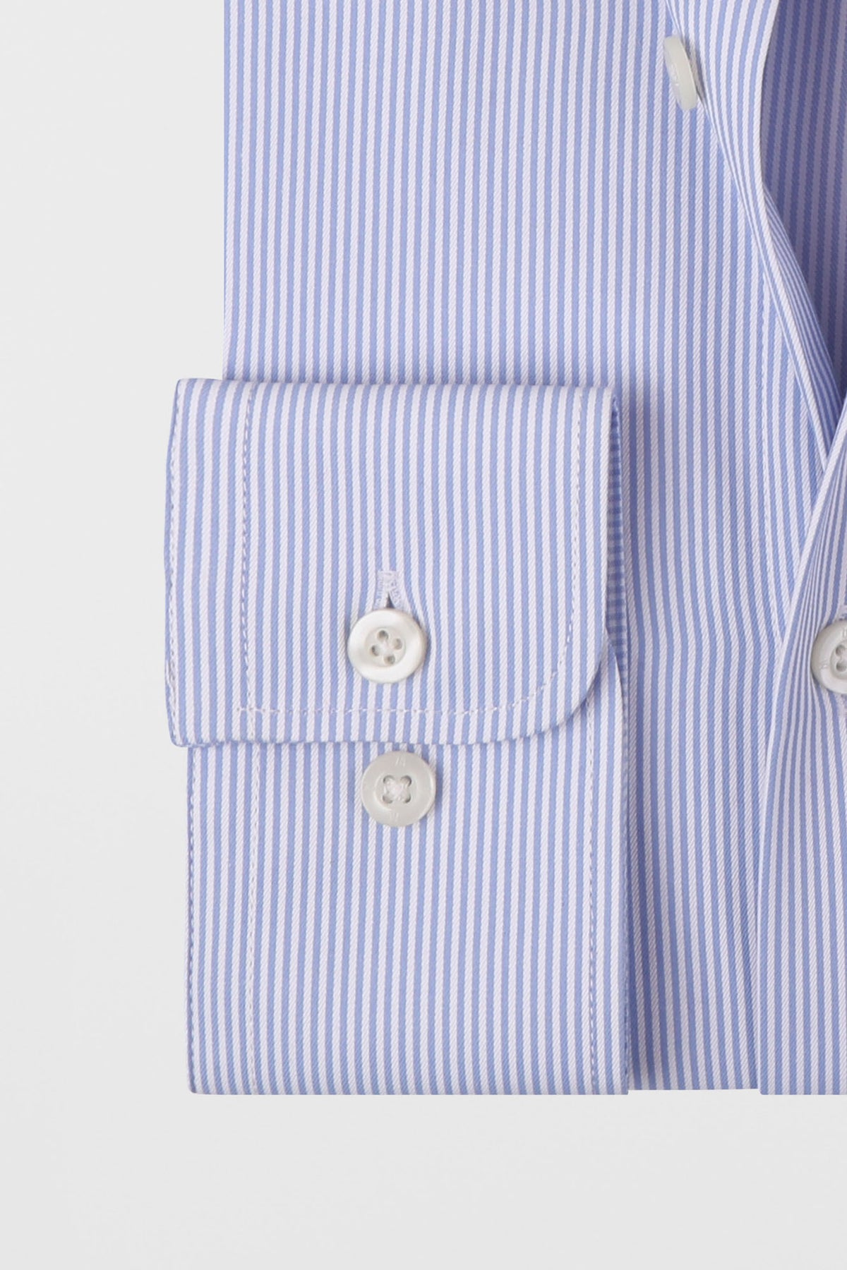 Light Blue Striped Twill Shirt - Slim Fit