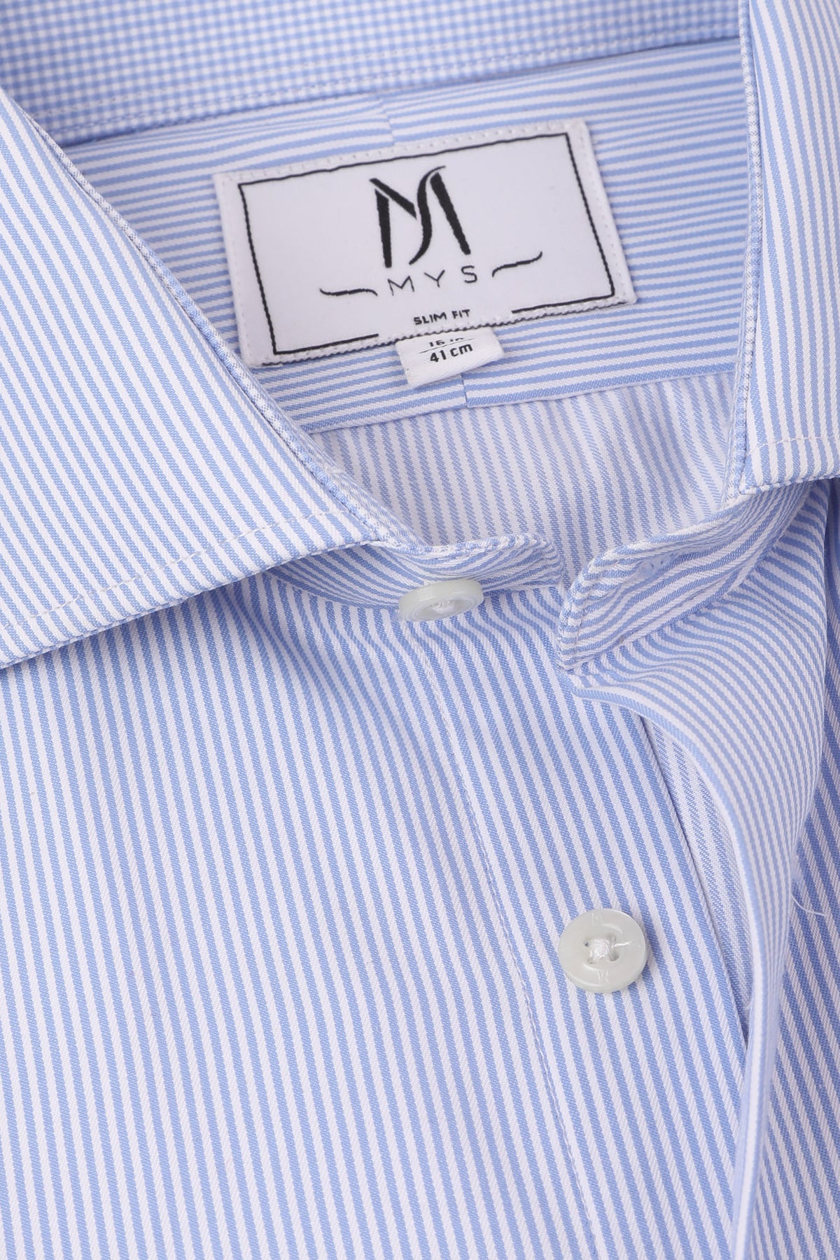Light Blue Striped Twill Shirt - Slim Fit