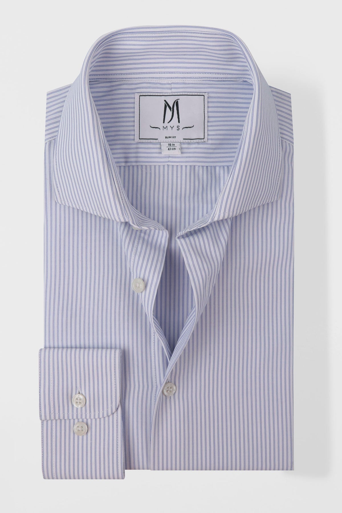 Blue Striped Poplin Shirt - Slim Fit