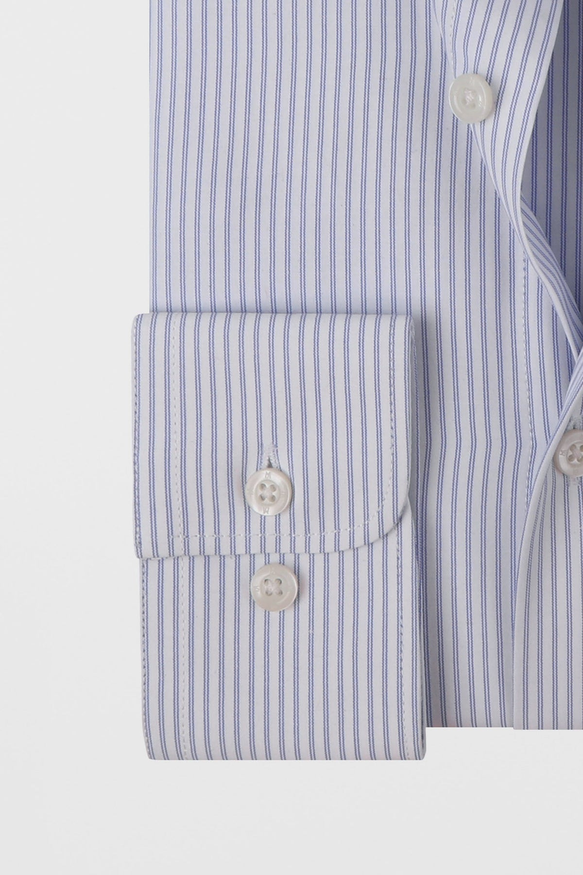 Blue Striped Poplin Shirt - Slim Fit