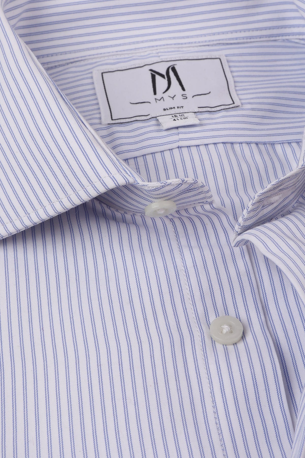 Blue Striped Poplin Shirt - Slim Fit