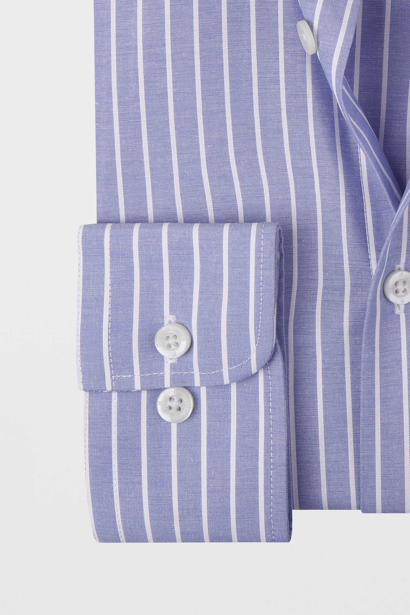 Light Blue Striped Poplin Shirt - Slim Fit