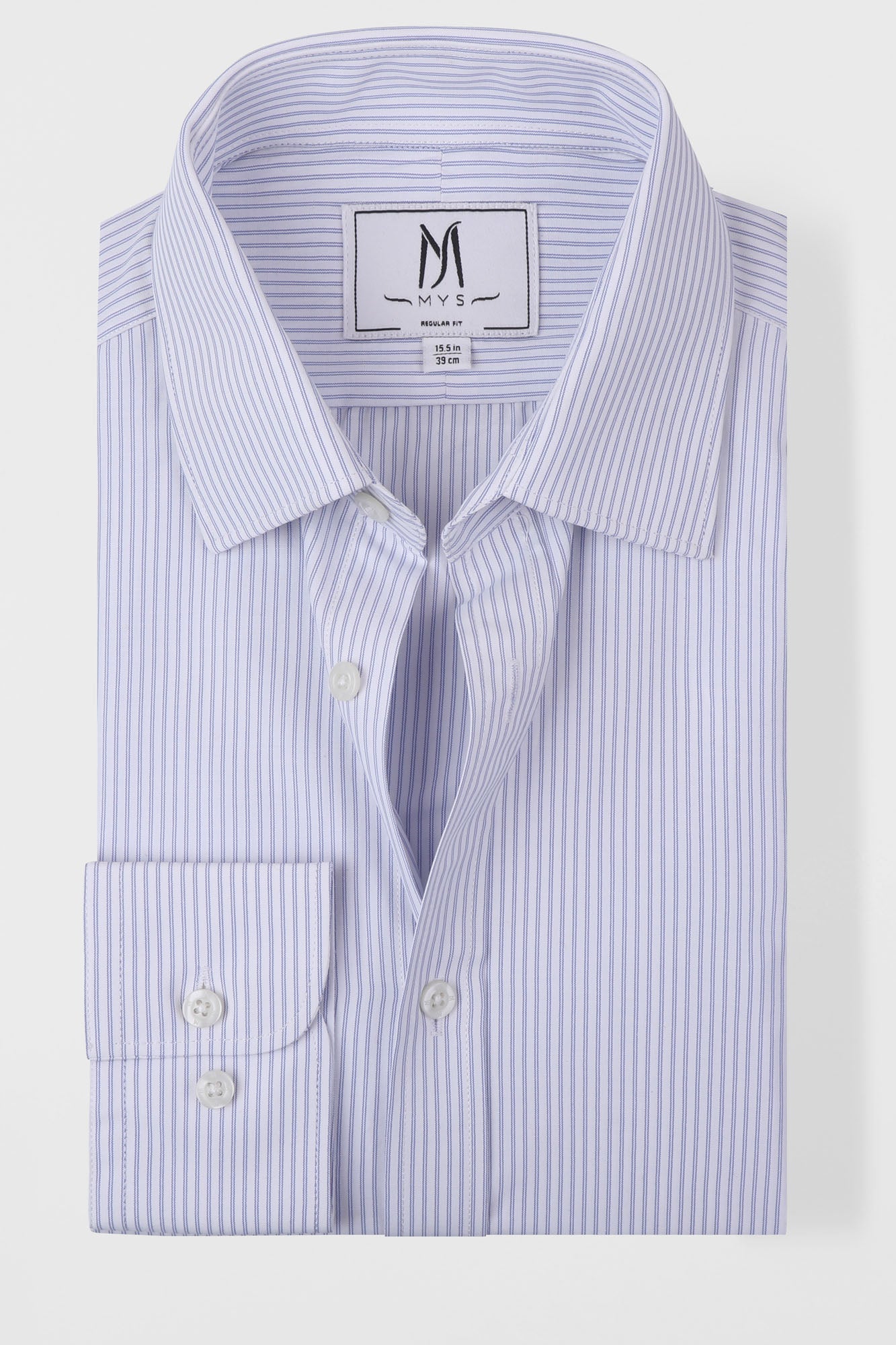 Blue Striped Poplin Shirt - Regular Fit
