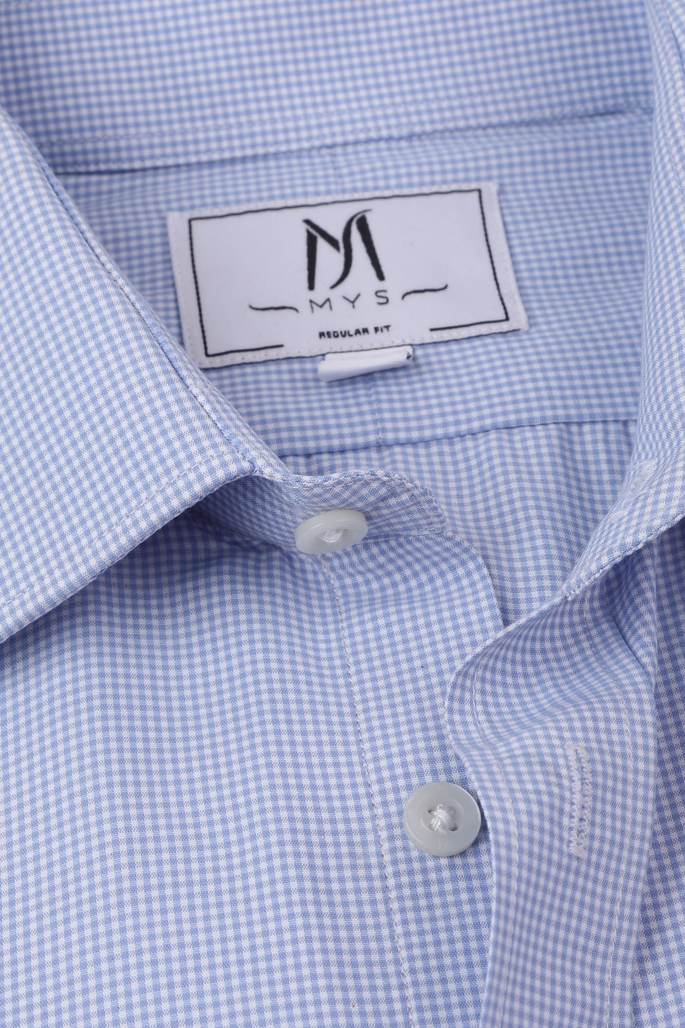 Light Blue Micro-Check Shirt - Regular Fit