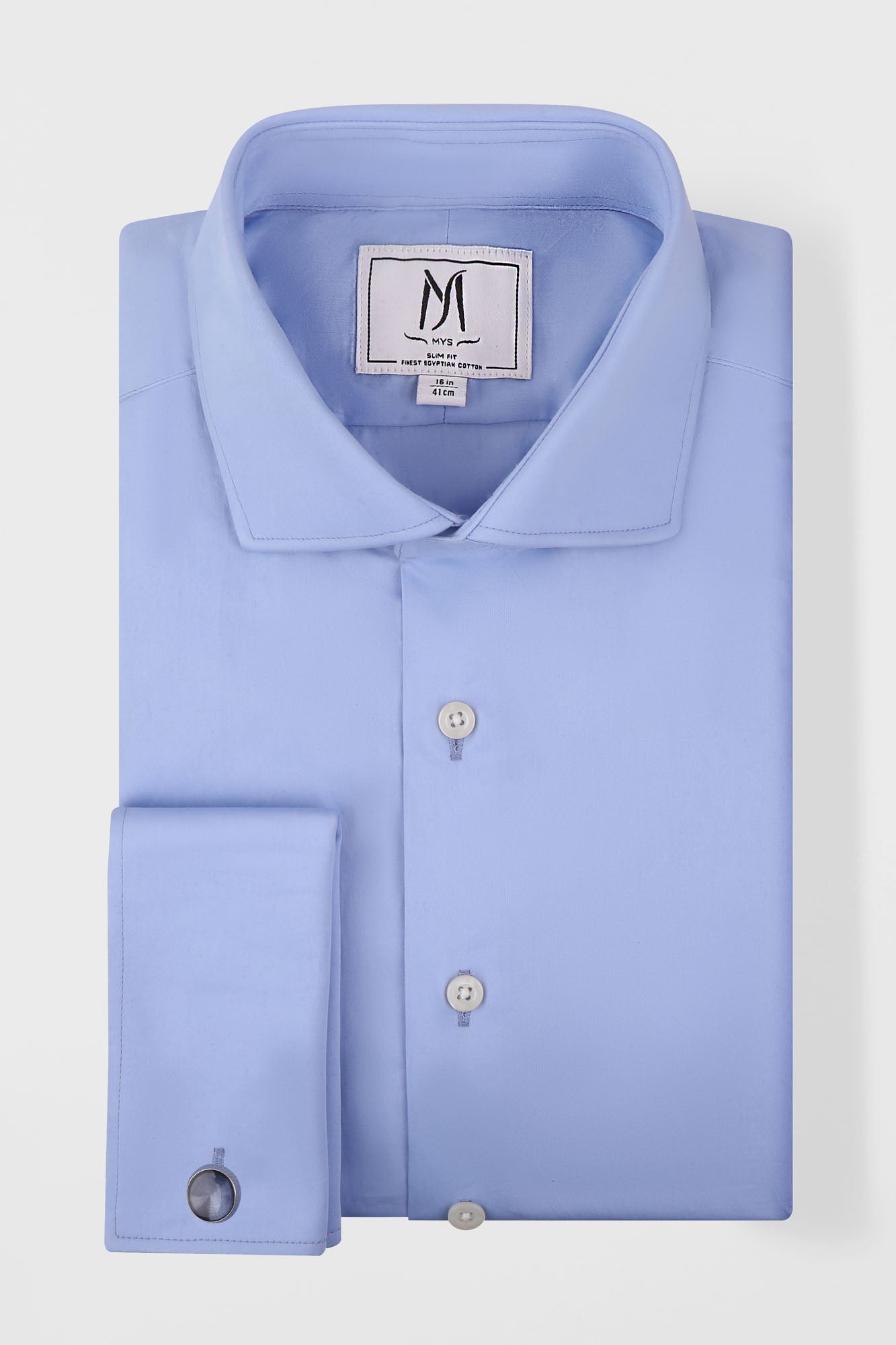 Blue Twill Double Cuff Shirt - Slim Fit