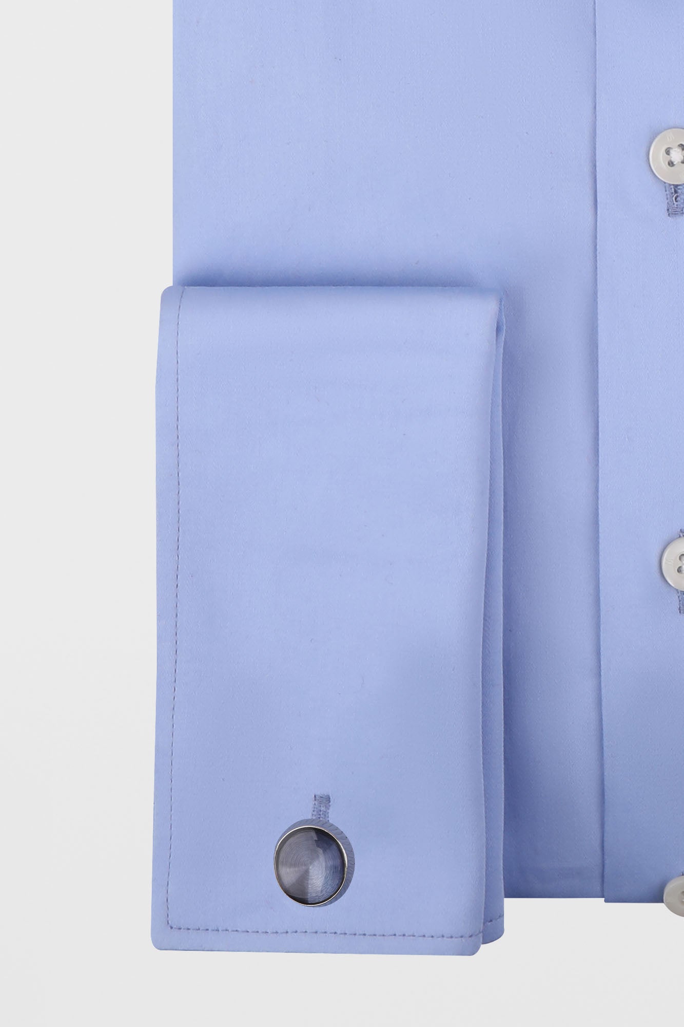 Blue Twill Double Cuff Shirt - Slim Fit