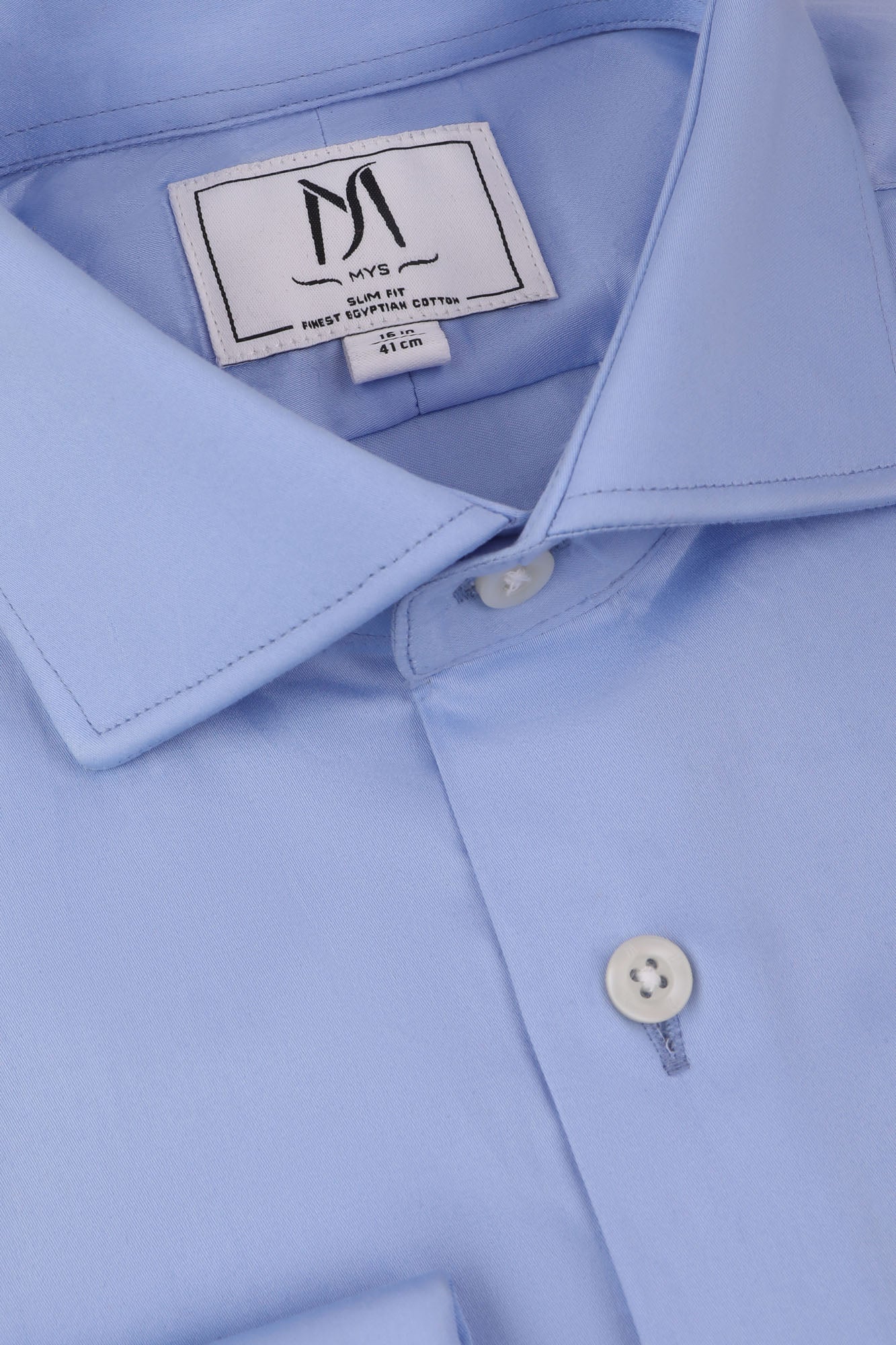 Blue Twill Double Cuff Shirt - Slim Fit