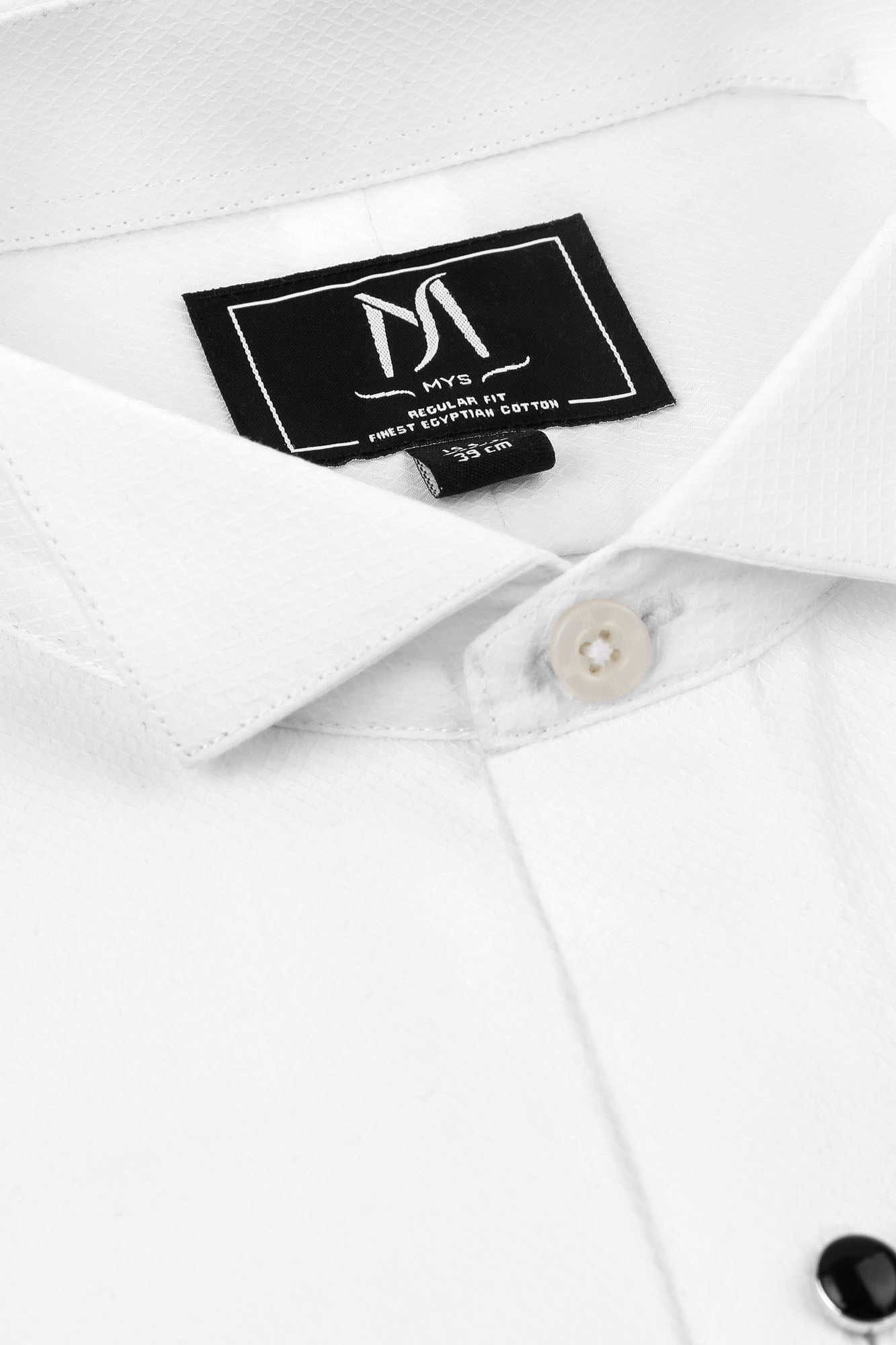 White Dobby Tuxedo Shirt - Regular Fit