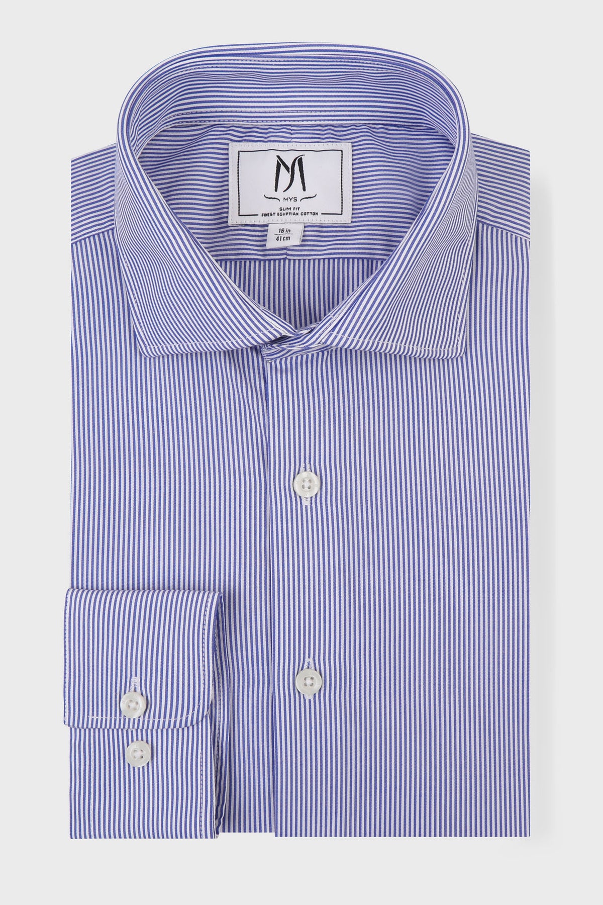 Blue Striped Poplin Non-Iron Shirt - Slim Fit