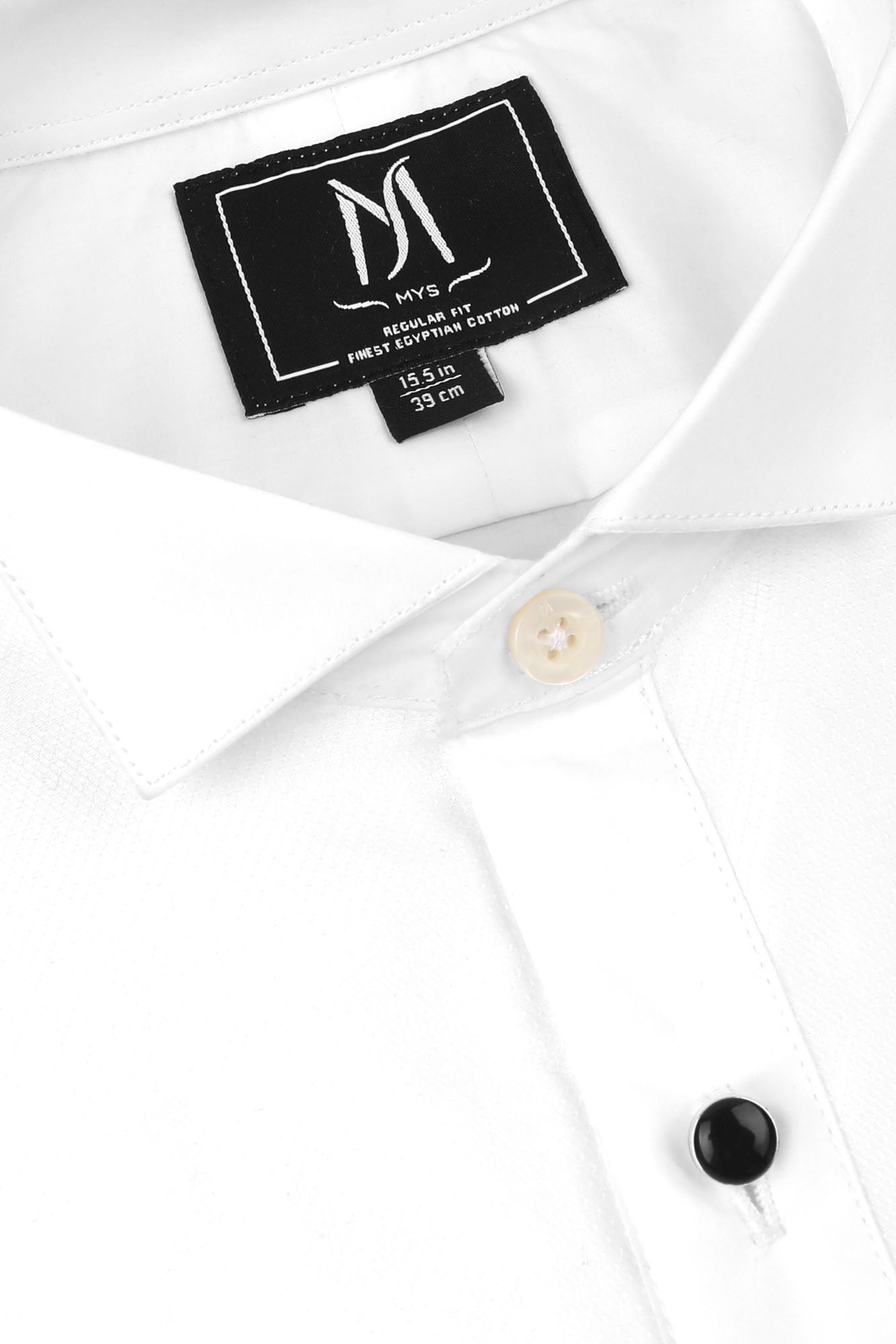 White Poplin Bib Tuxedo Shirt - Regular Fit