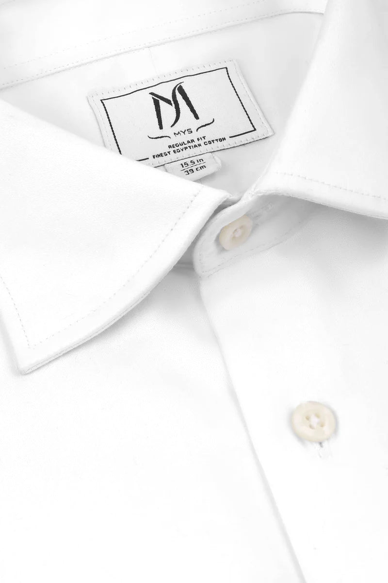 White Satin Twill Double Cuff Shirt - Regular Fit