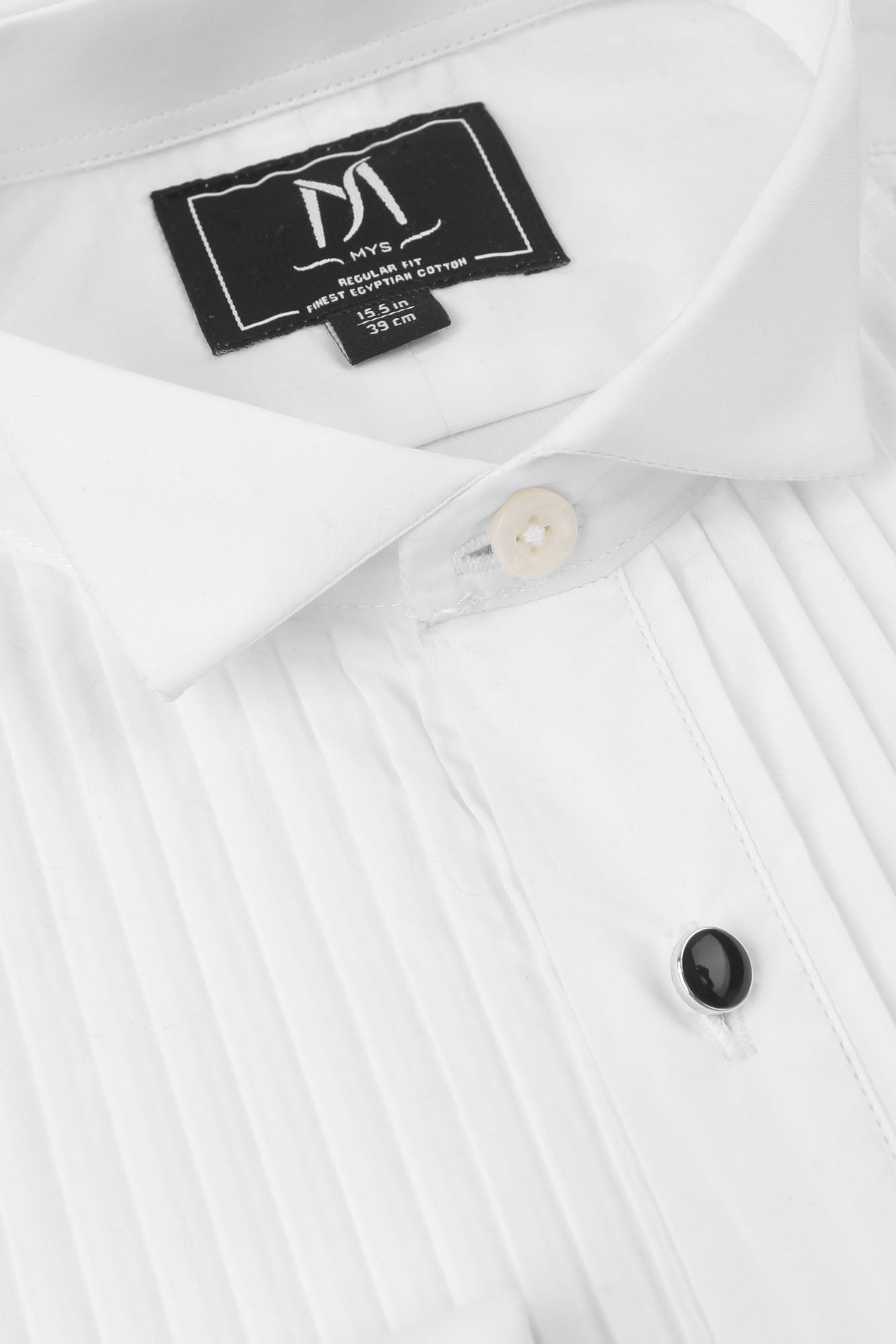 White Poplin Pleated Tuxedo Shirt - Regular Fit