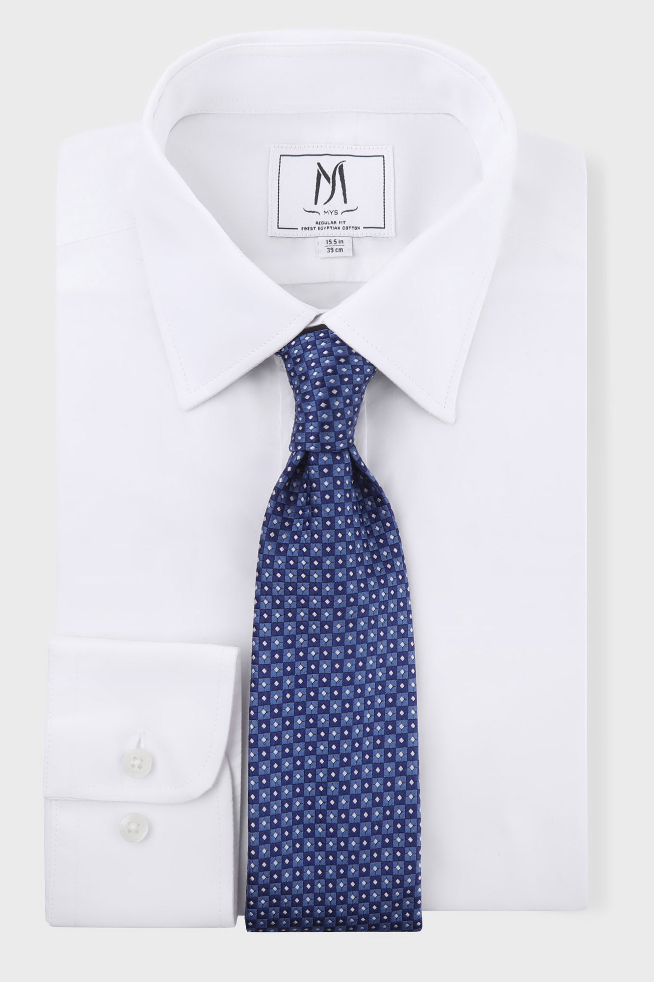 Blue Geometric Tie Set