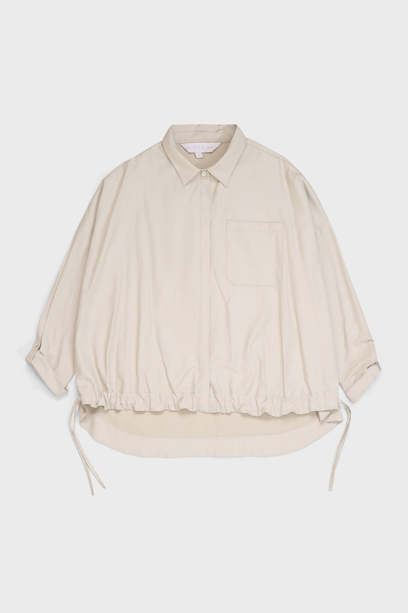 Taupe Relaxed Hem Tie Shirt