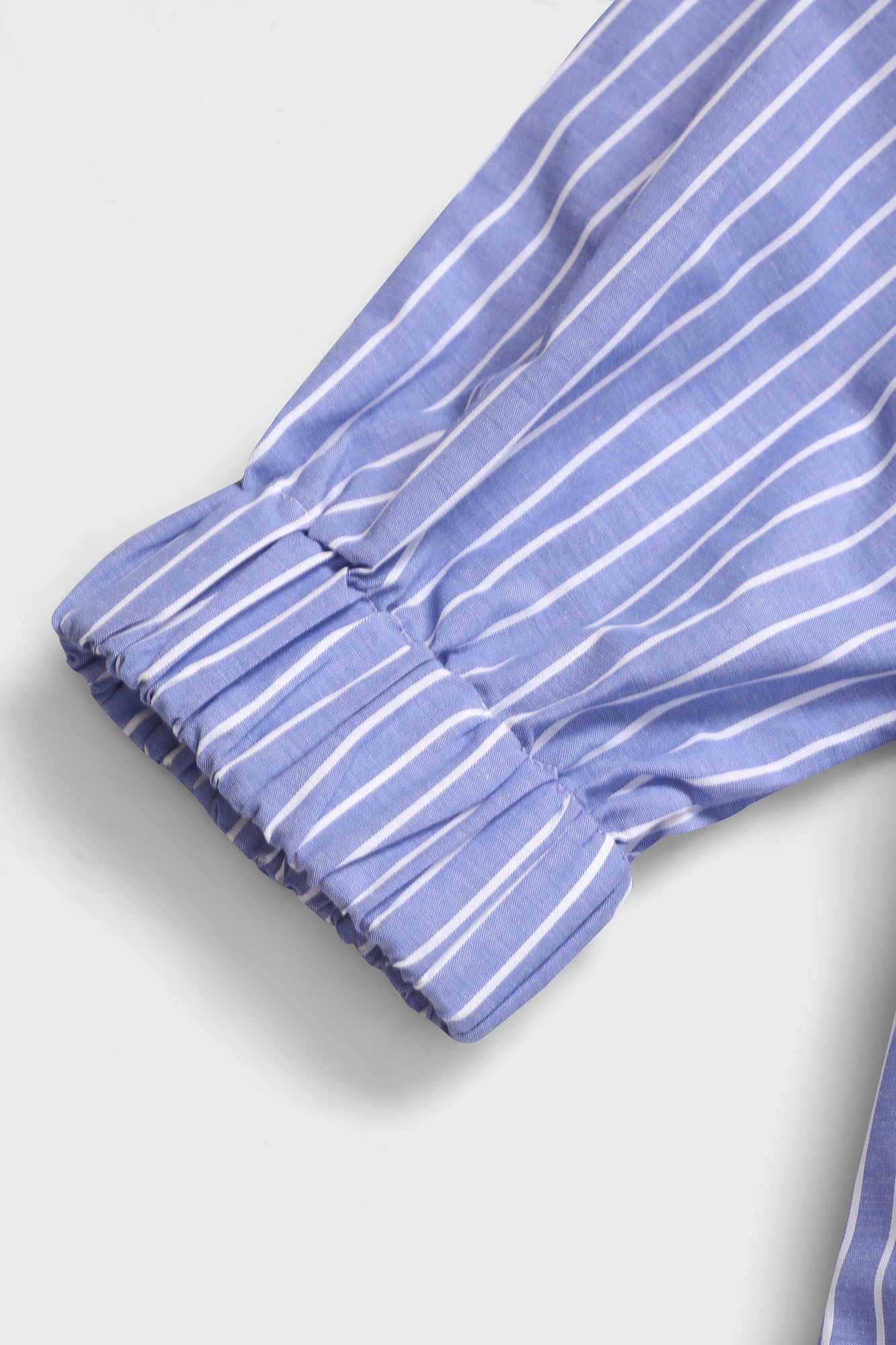 Light Blue Striped Patchwork Hem Tie Shirt