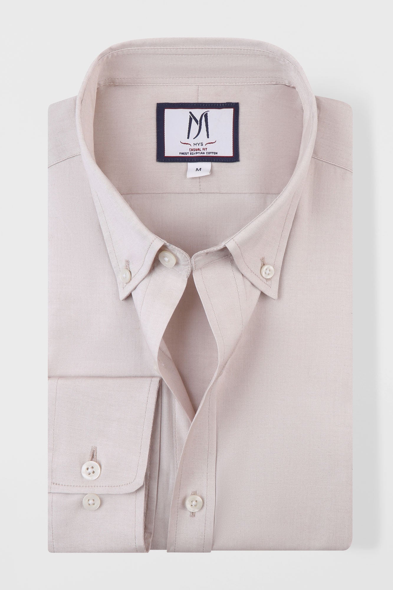 Beige Oxford Button-Down Shirt