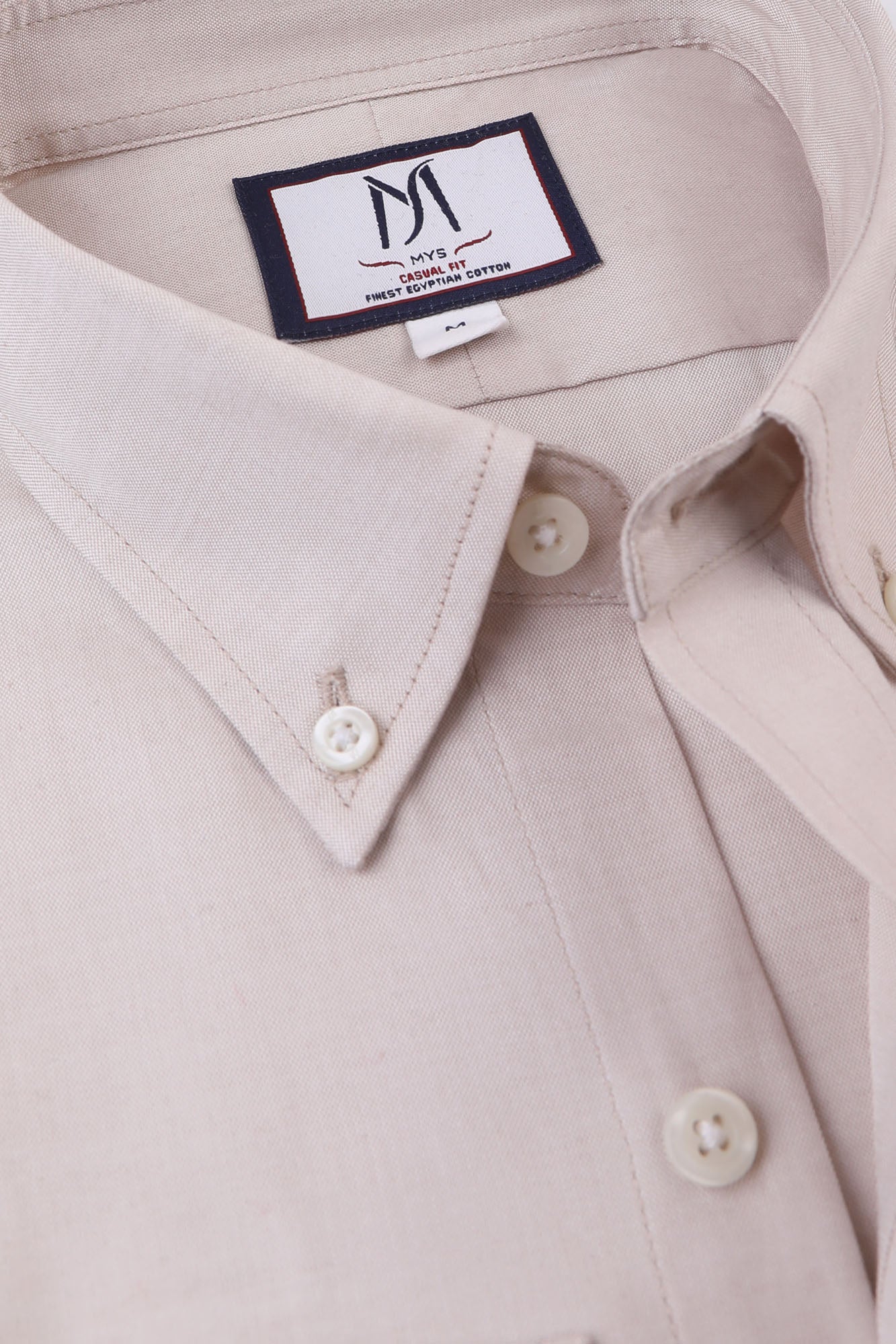 Beige Oxford Button-Down Shirt