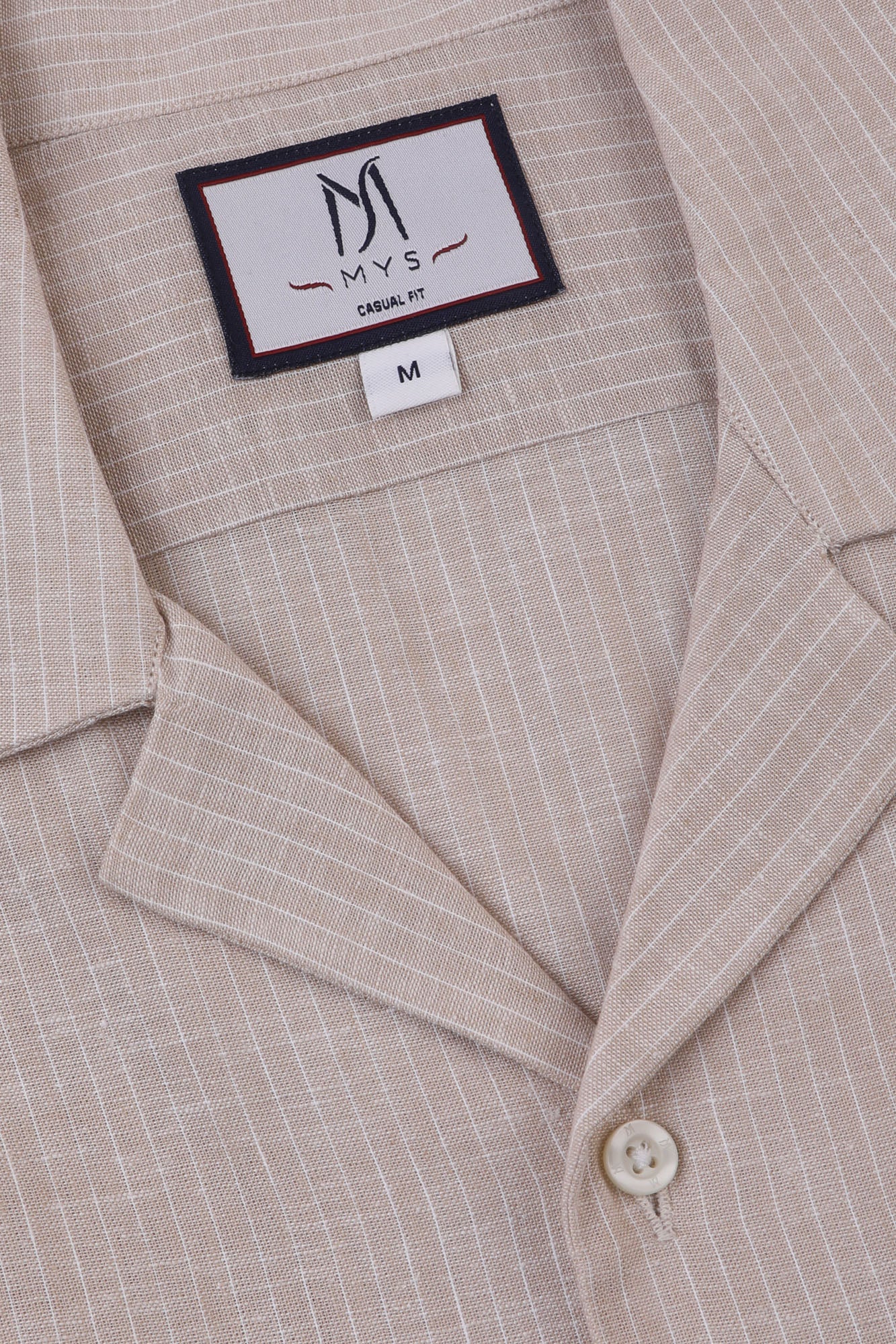 White Pin Stripe Linen Cotton Revere Shirt