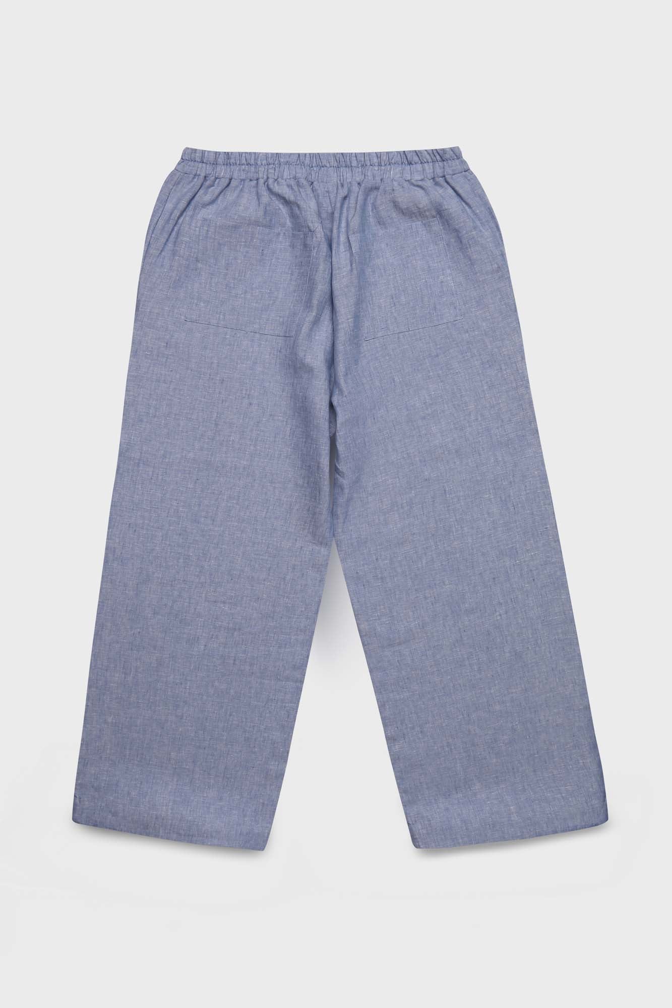 Light Blue Pure Linen Pants