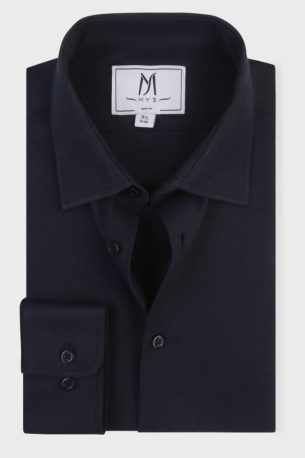 Navy Dobby Shirt - Slim Fit