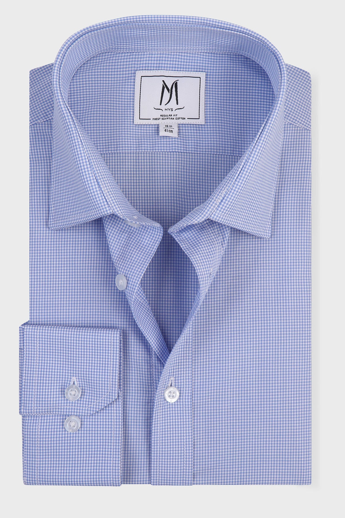 Light Blue Checkered Poplin Shirt - Regular Fit